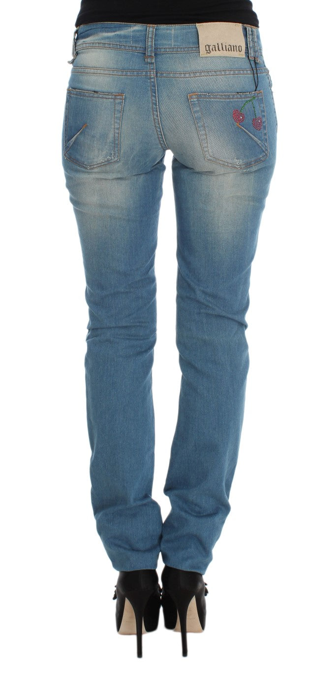 John Galliano Elegante blaue Slim Fit Designer-Jeans