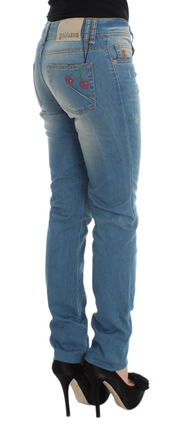 John Galliano Elegante blaue Slim Fit Designer-Jeans