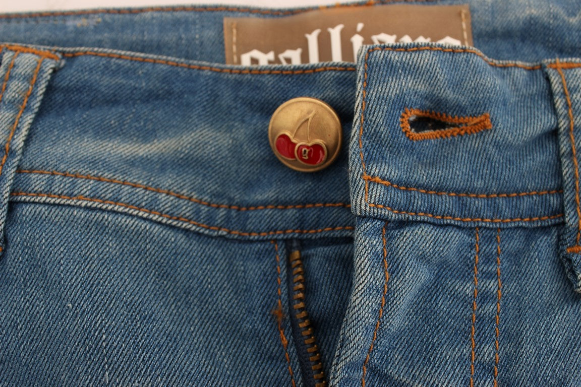 John Galliano Elegante blaue Slim Fit Designer-Jeans