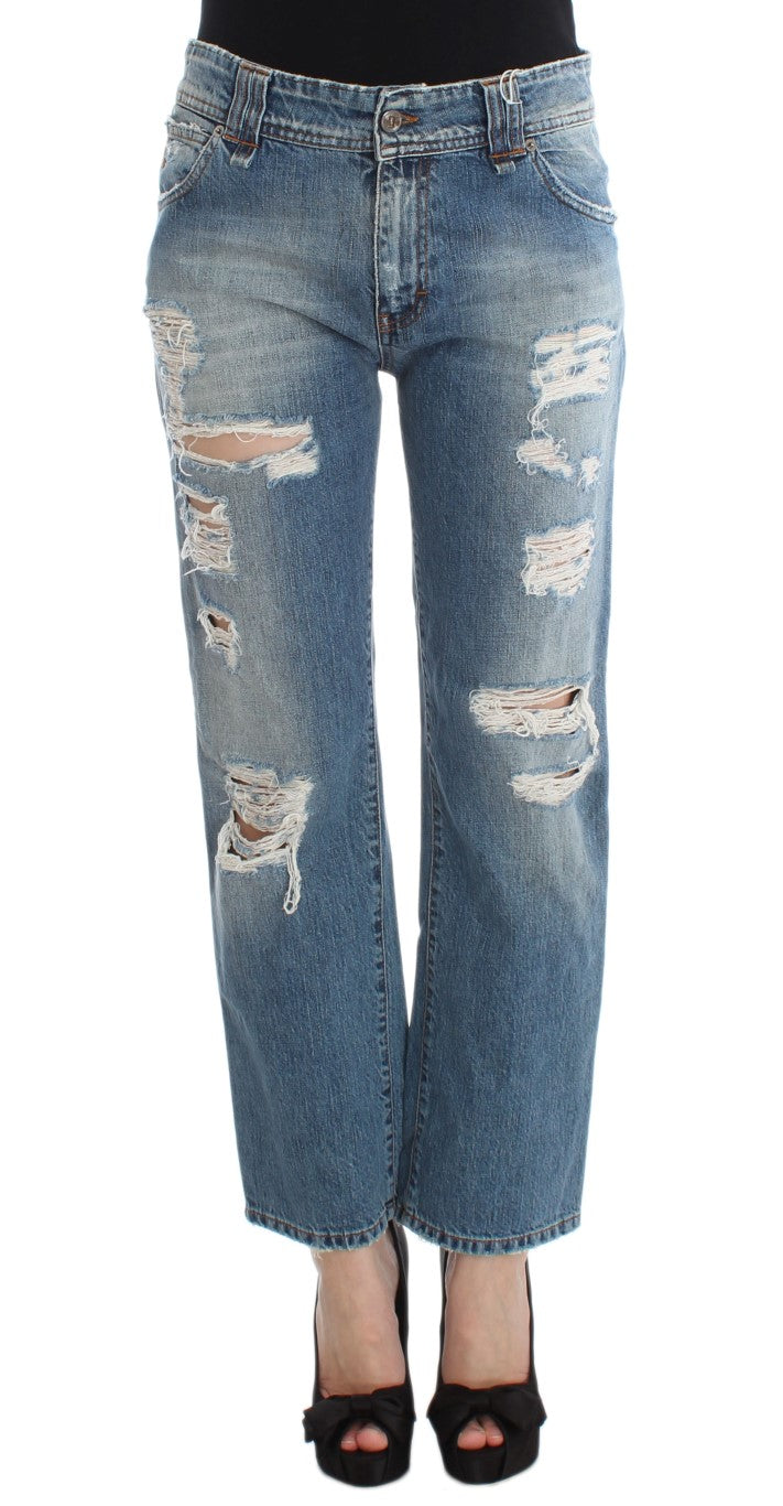 John Galliano – Schicke Boyfriend-Jeans in blauer Waschung