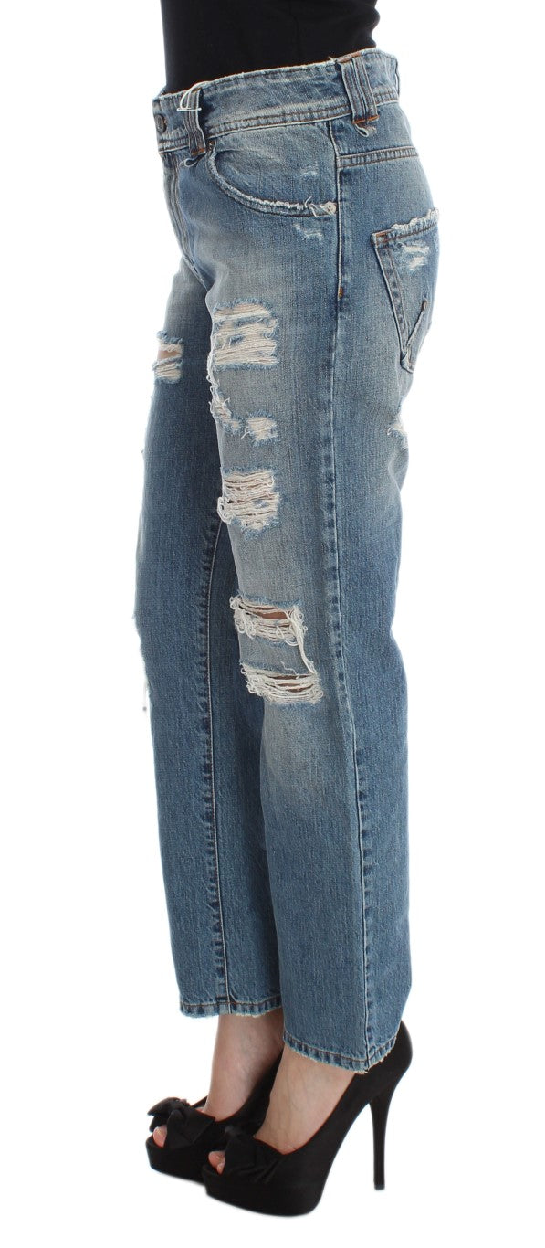 John Galliano – Schicke Boyfriend-Jeans in blauer Waschung