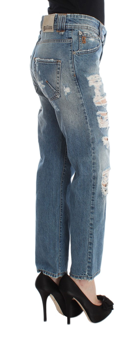 John Galliano – Schicke Boyfriend-Jeans in blauer Waschung