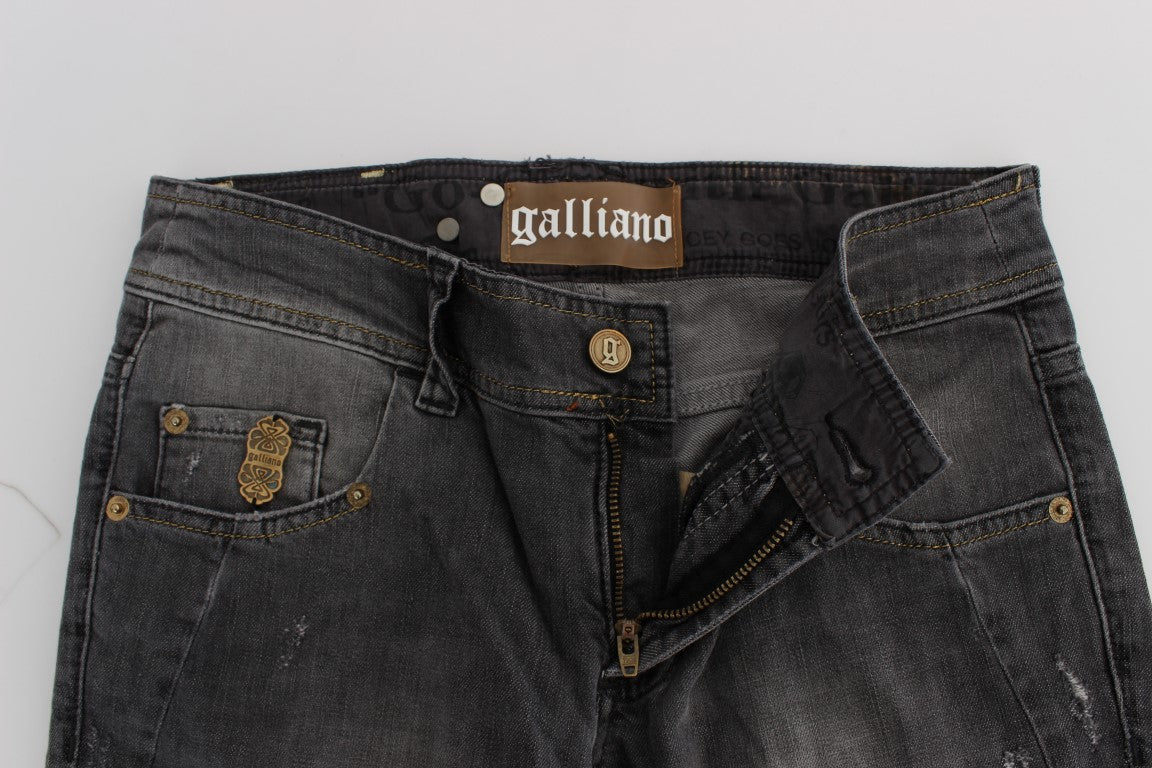 John Galliano Elegante Slim Fit Jeans in grauer Waschung