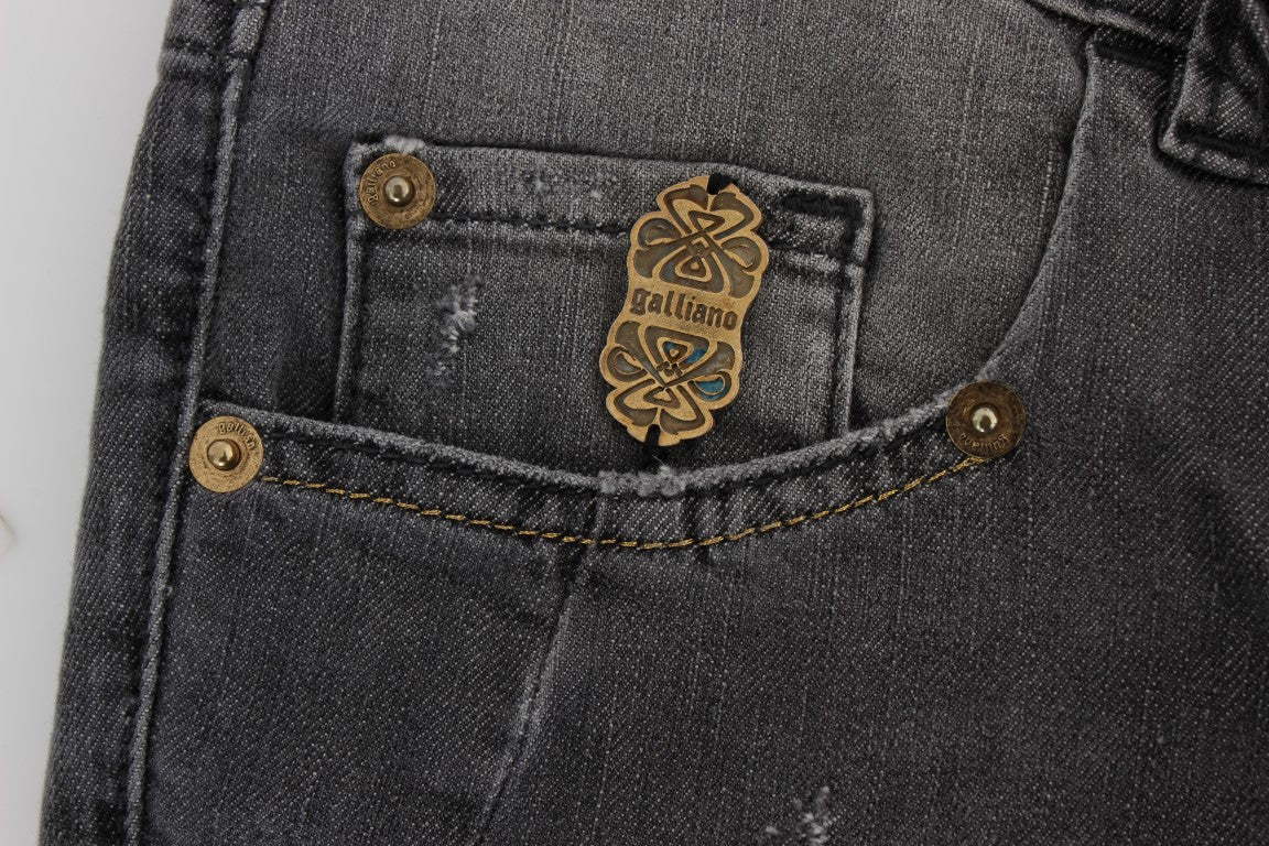 John Galliano Elegante Slim Fit Jeans in grauer Waschung
