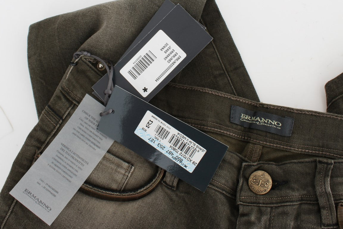 Ermanno Scervino Schicker grauer italienischer Slim-Fit-Denim