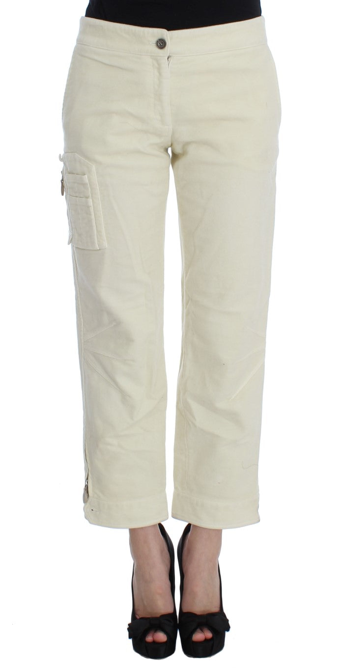 Ermanno Scervino Beige Capri-Chic-Hose mit kurzem Schnitt