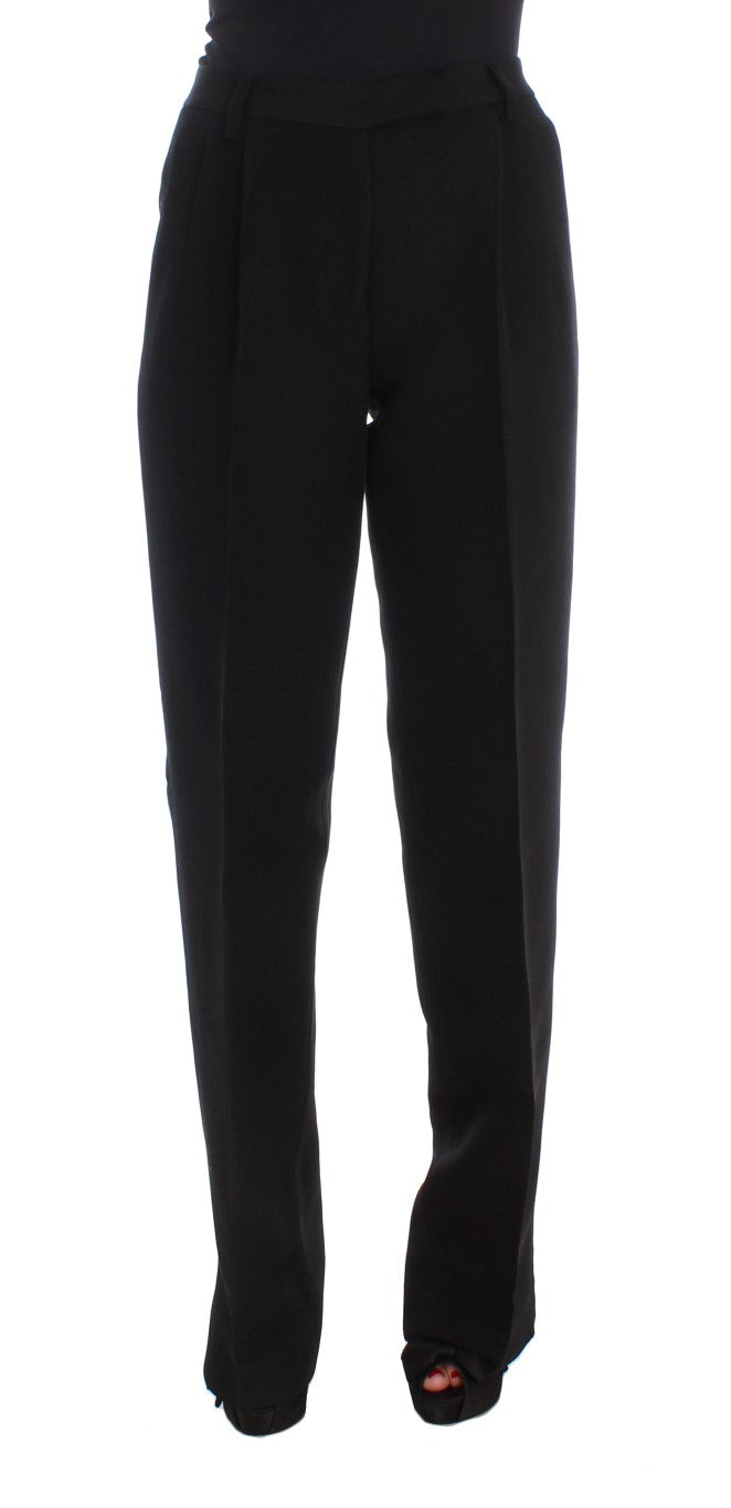 Ermanno Scervino – Schicke schwarze Jeans aus Seidenmischung mit weitem Bein