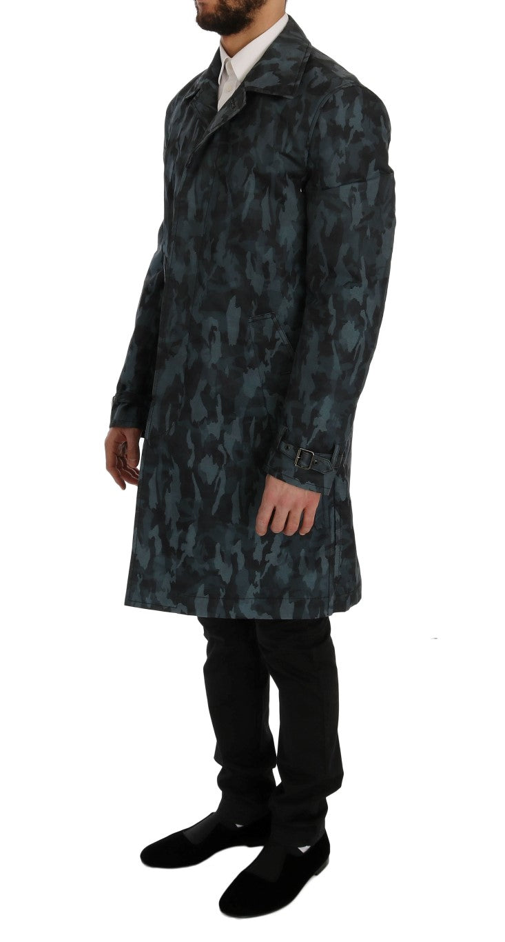 Dolce &amp; Gabbana Blauer Camouflage-Trenchcoat Elegance