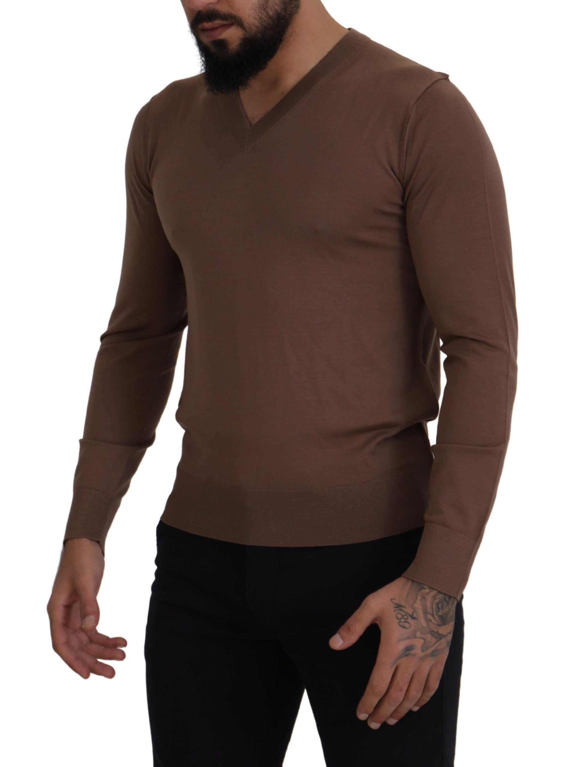 Dolce &amp; Gabbana Eleganter Pullover aus Schurwolle mit V-Ausschnitt