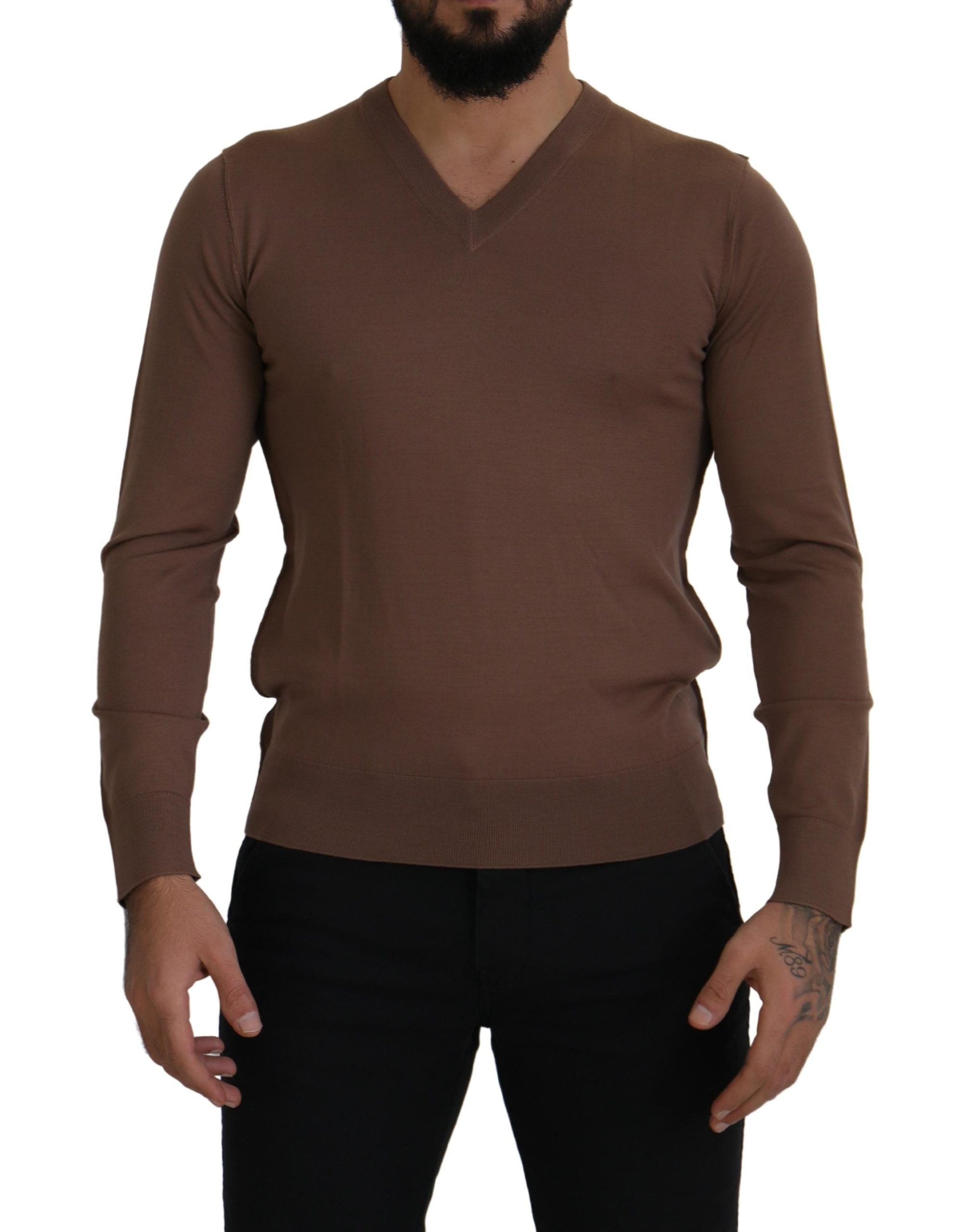 Dolce &amp; Gabbana Eleganter Pullover aus Schurwolle mit V-Ausschnitt