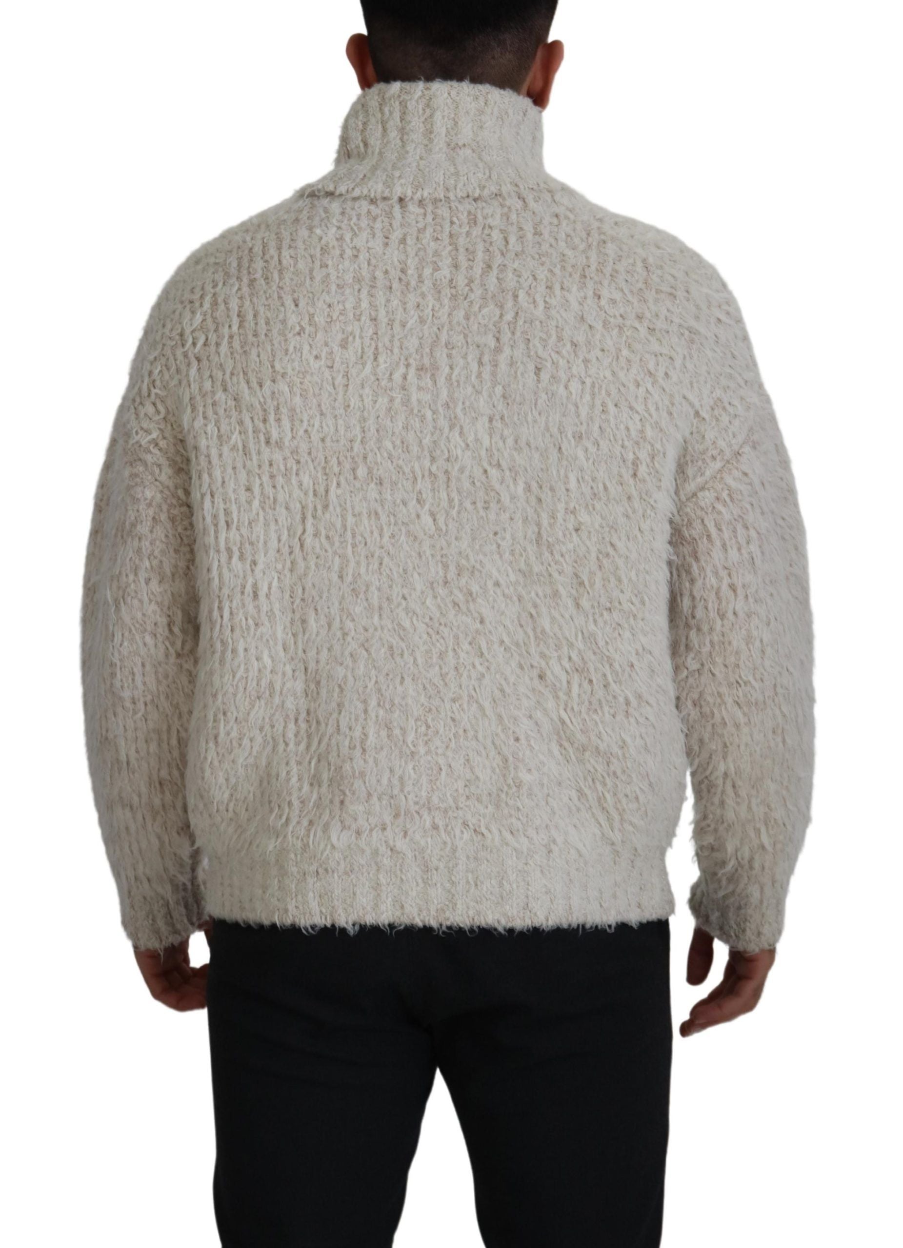 Dolce &amp; Gabbana Eleganter Rollkragenpullover aus Wollmischung in Creme