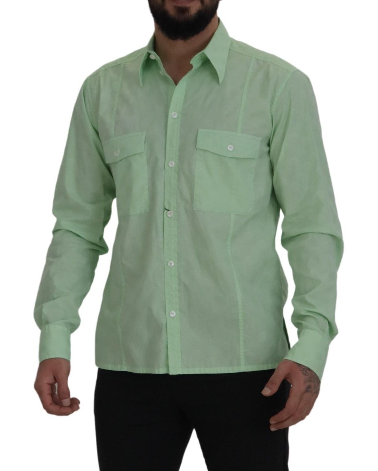 Dolce &amp; Gabbana – Mintgrünes Slim Fit-Hemd mit Button-Down-Kragen