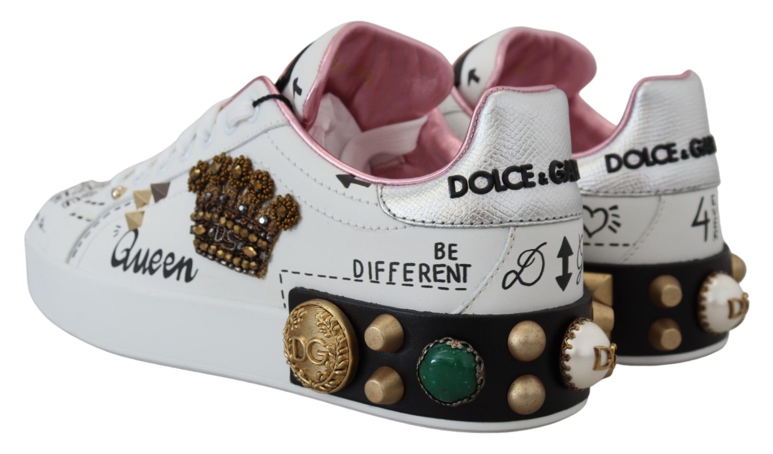 Dolce &amp; Gabbana Queen Crown Schicke Ledersneaker
