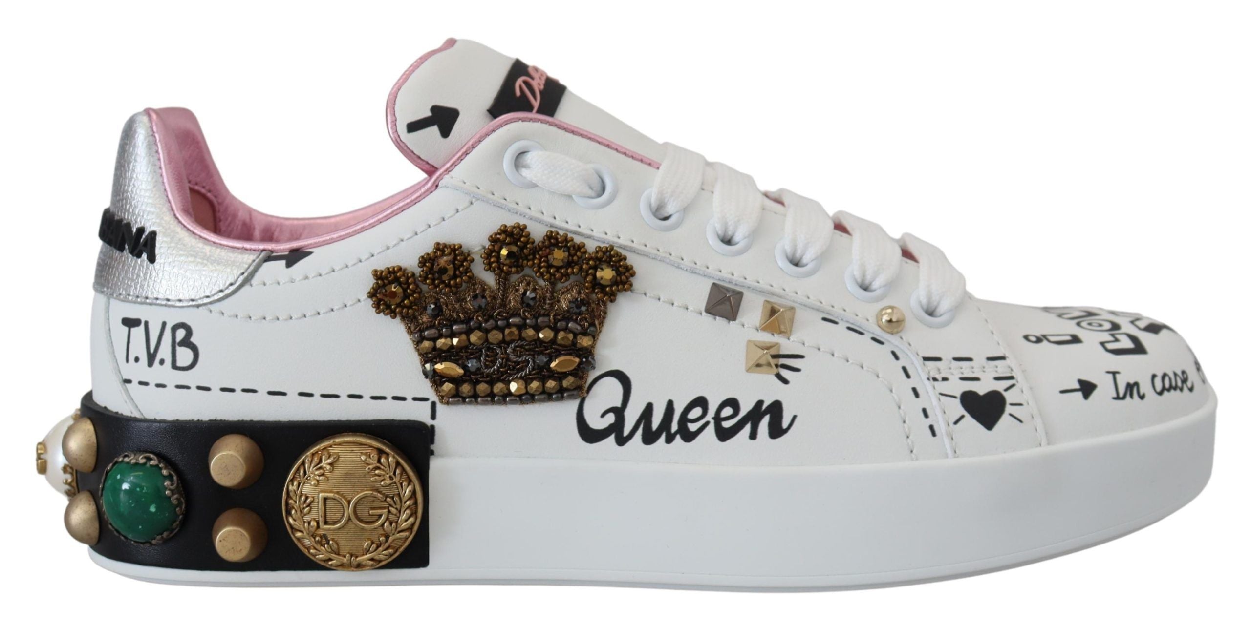 Dolce &amp; Gabbana Queen Crown Schicke Ledersneaker