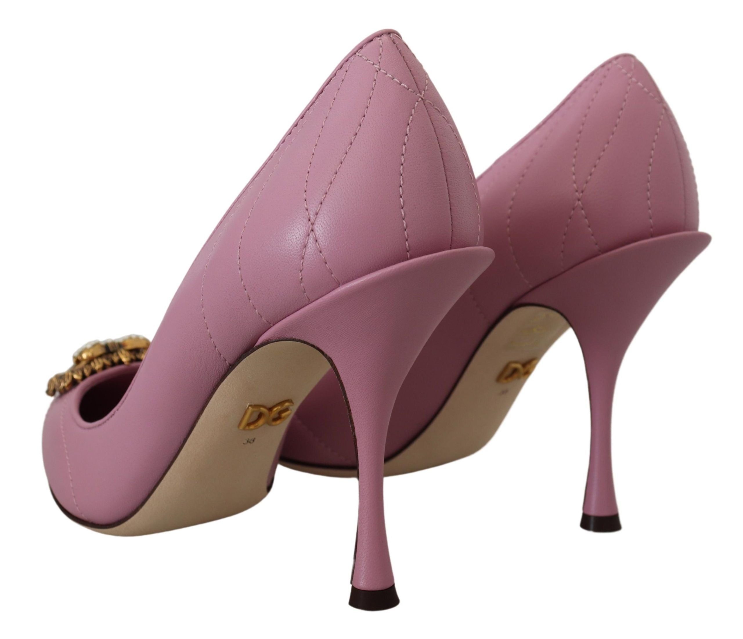 Pantofi cu toc Dolce &amp; Gabbana Devotion din piele roz