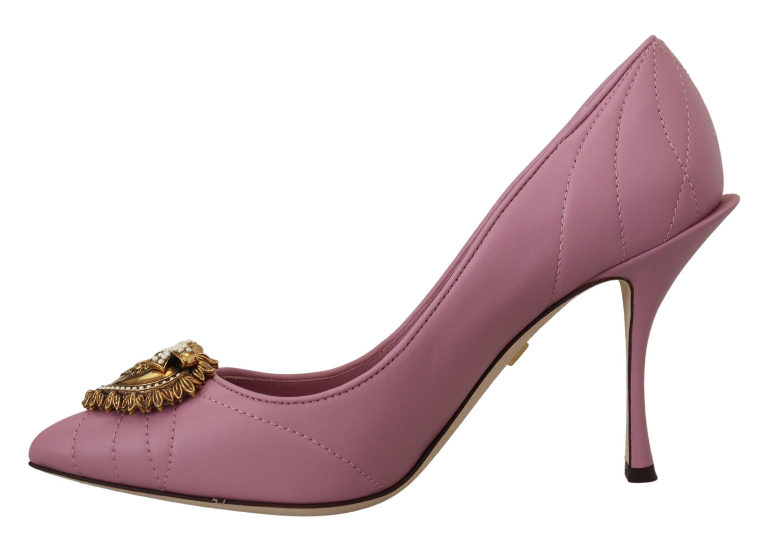 Pantofi cu toc Dolce &amp; Gabbana Devotion din piele roz