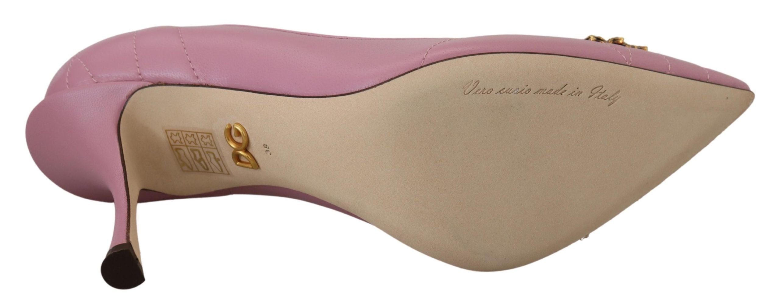 Pantofi cu toc Dolce &amp; Gabbana Devotion din piele roz