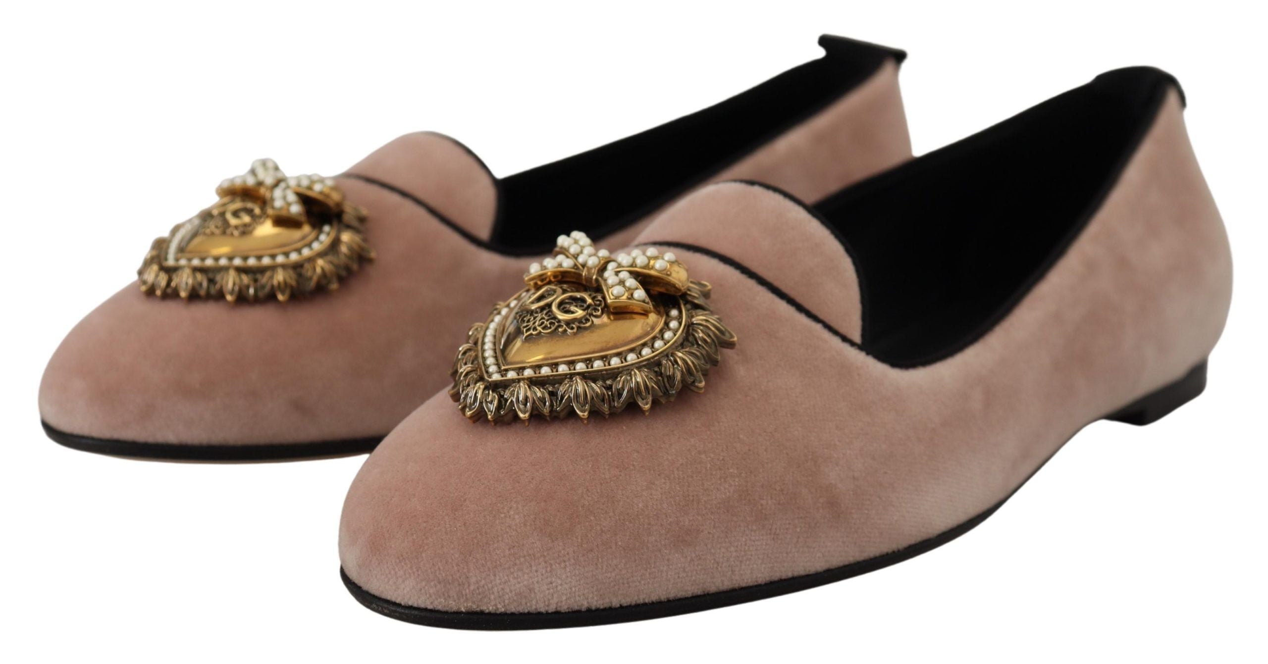 Dolce &amp; Gabbana – Elegante rosa Samt-Loafer „Devotion“