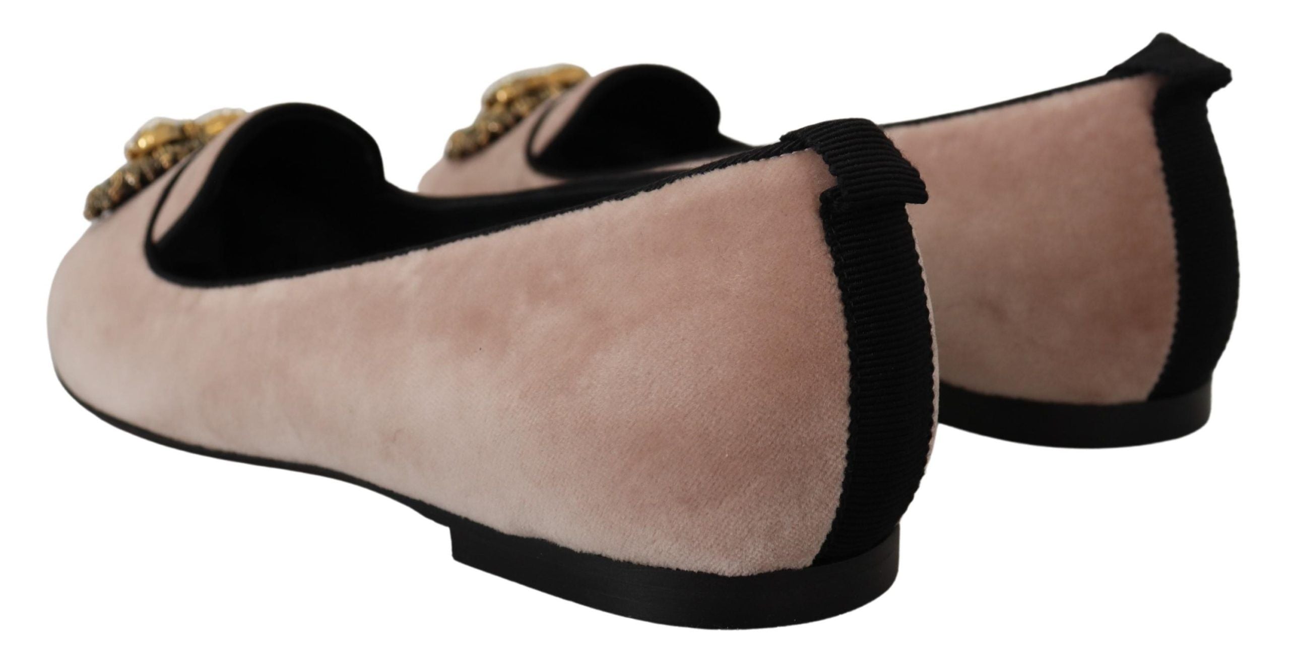 Mocasini eleganți roz Devotion din catifea Dolce &amp; Gabbana