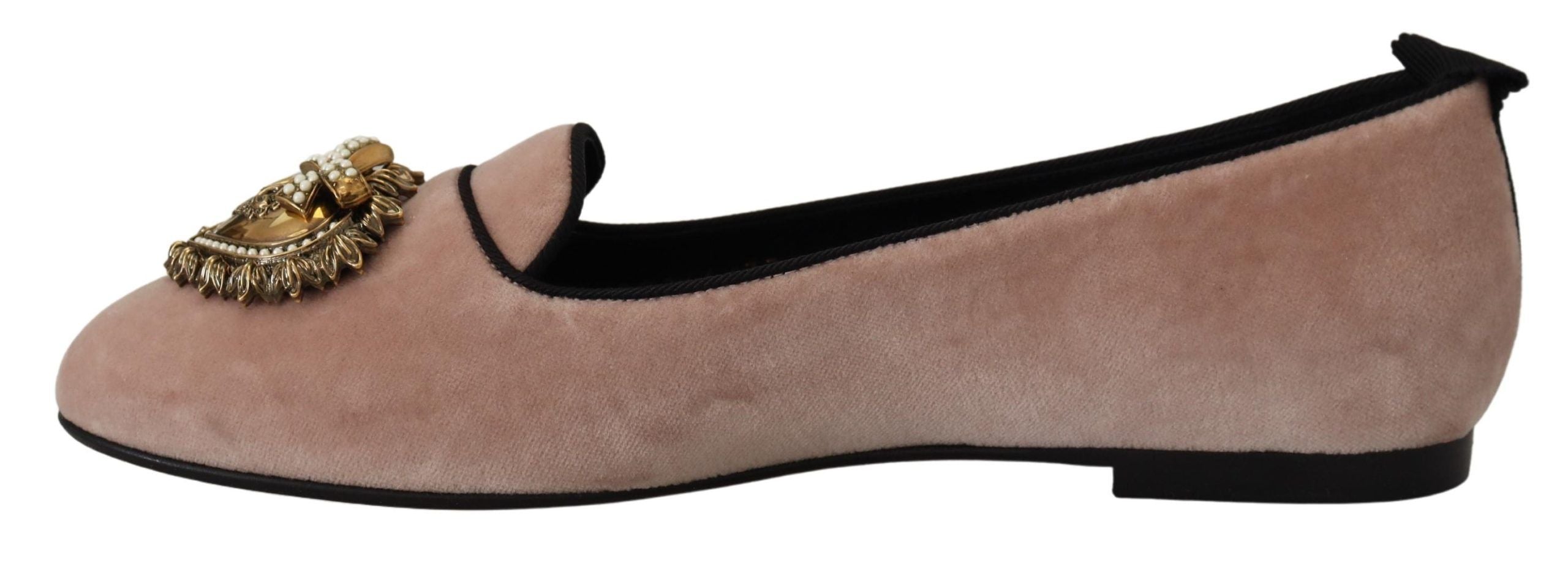 Mocasini eleganți roz Devotion din catifea Dolce &amp; Gabbana