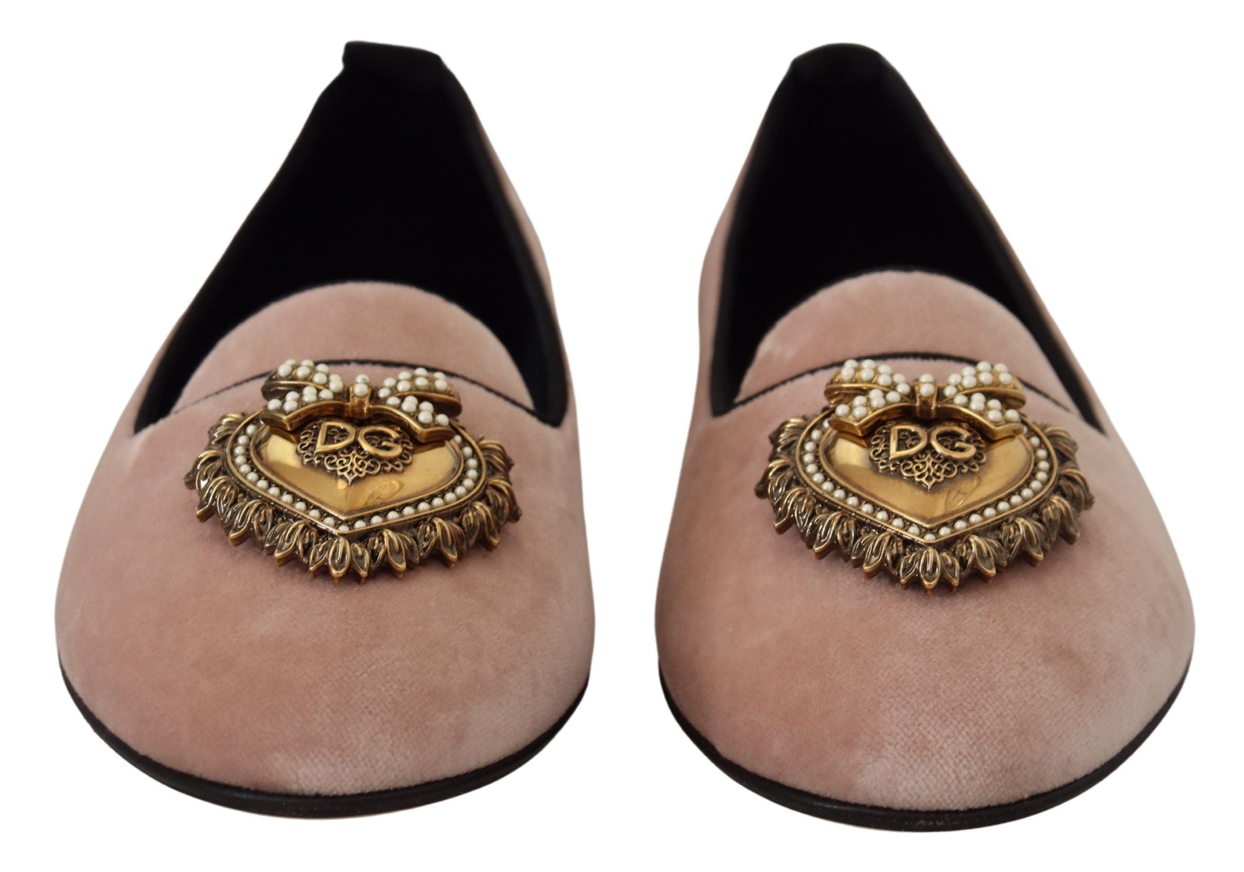 Mocasini eleganți roz Devotion din catifea Dolce &amp; Gabbana