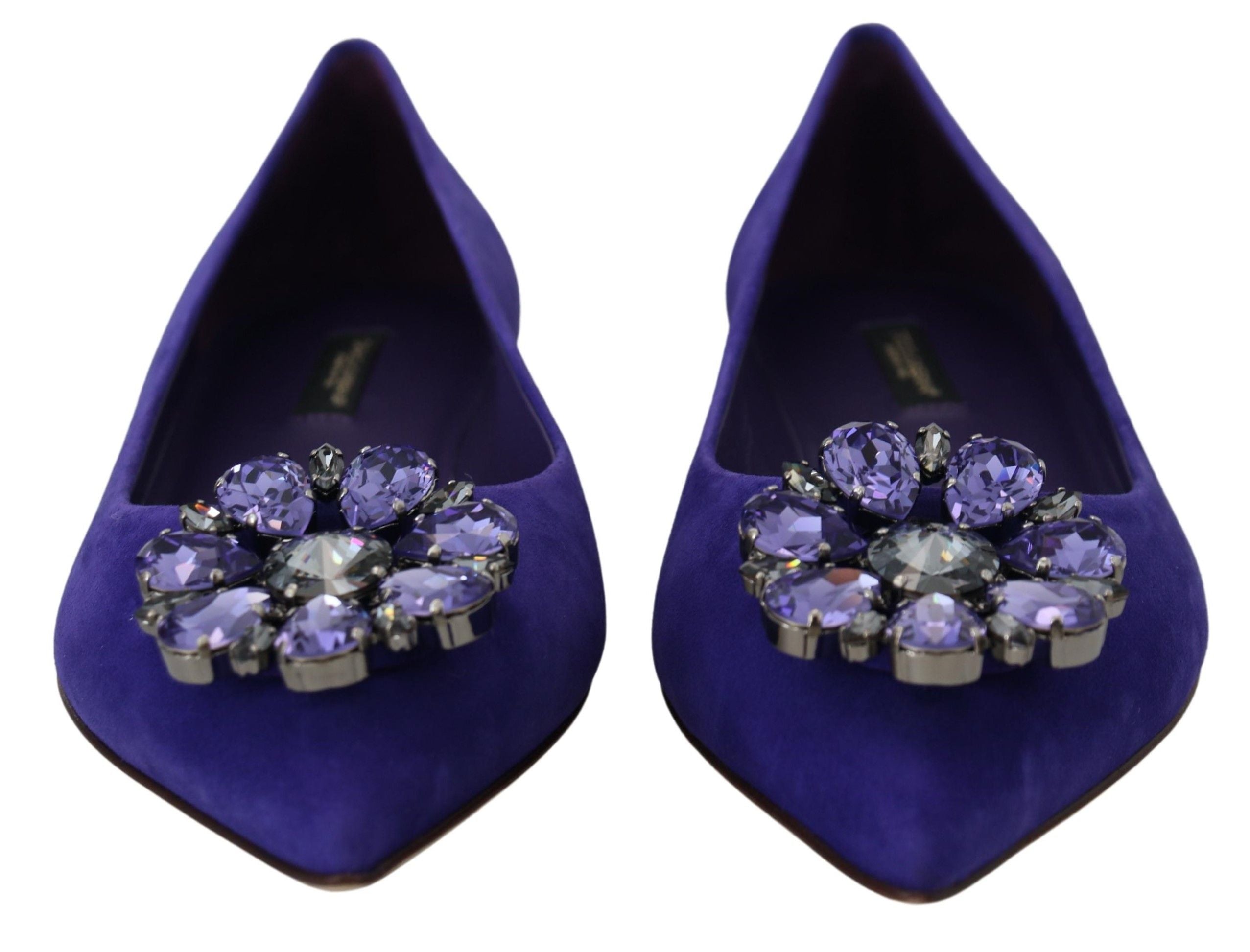 Pantofi sport Dolce &amp; Gabbana din piele întoarsă violet cu cristale și ornament