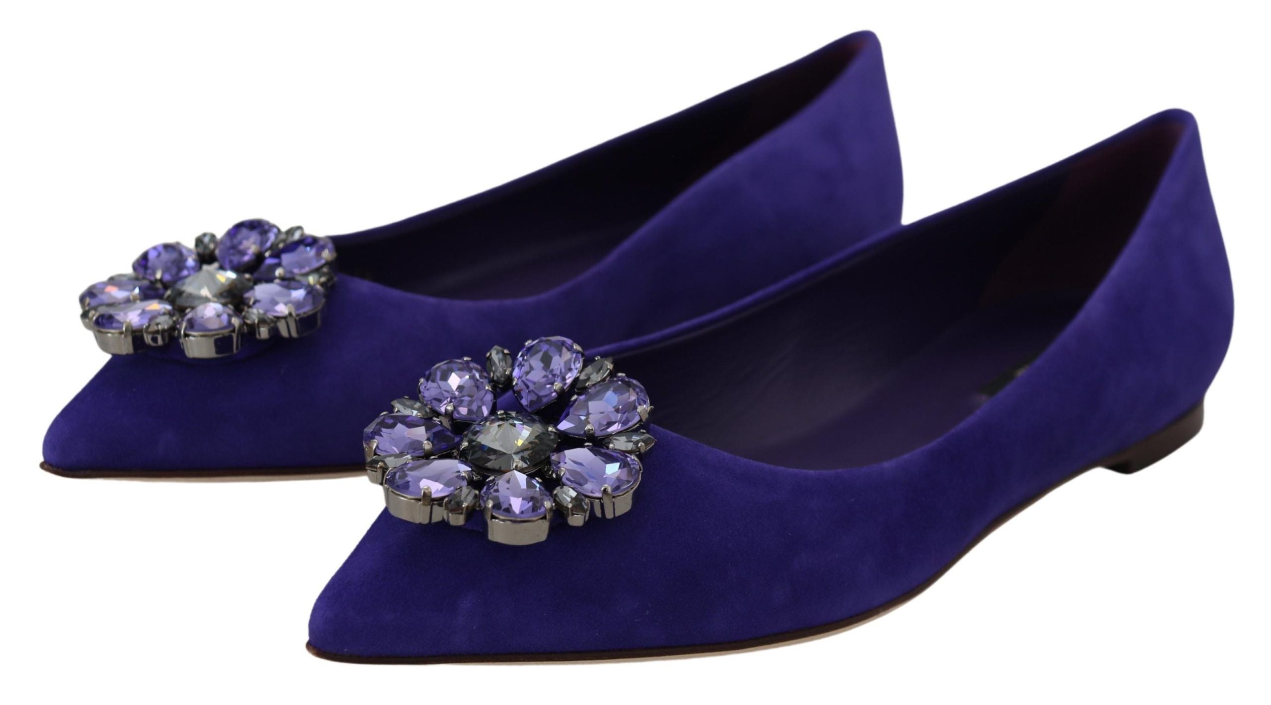 Pantofi sport Dolce &amp; Gabbana din piele întoarsă violet cu cristale și ornament