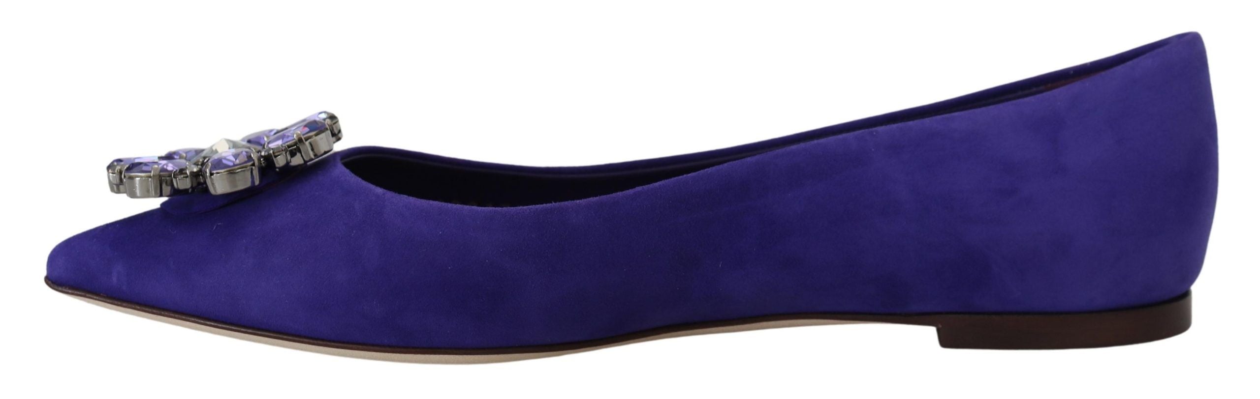 Pantofi sport Dolce &amp; Gabbana din piele întoarsă violet cu cristale și ornament