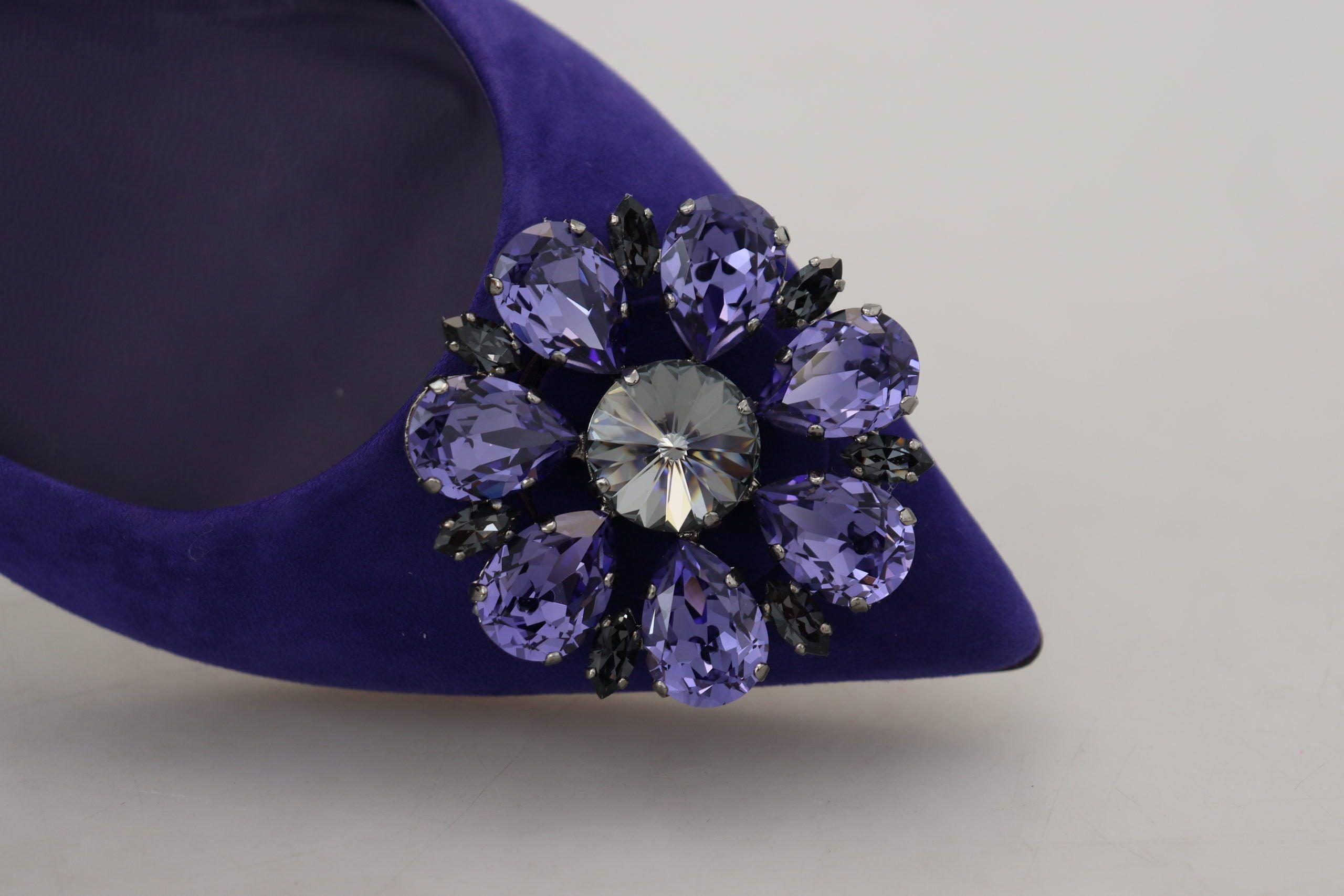 Pantofi sport Dolce &amp; Gabbana din piele întoarsă violet cu cristale și ornament