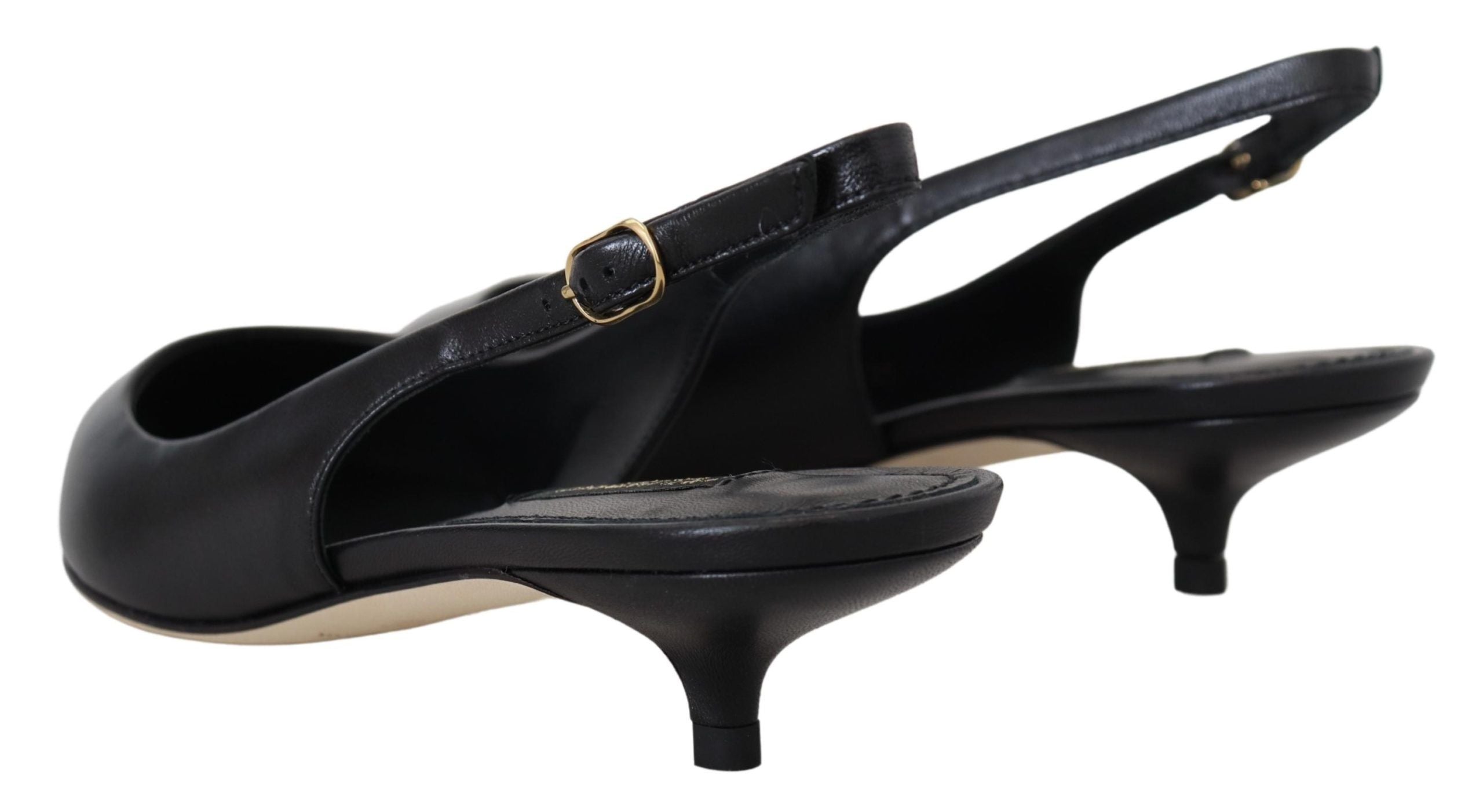 Dolce &amp; Gabbana Pantofi cu toc eleganti din piele neagră cu slingback