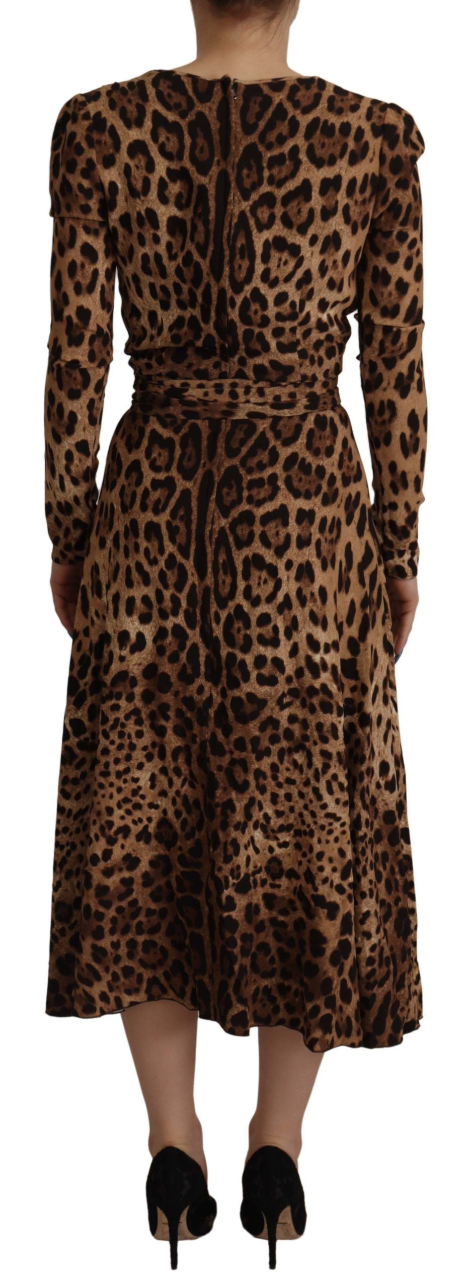Dolce &amp; Gabbana – Elegantes Maxikleid in A-Linie mit V-Ausschnitt in Braun