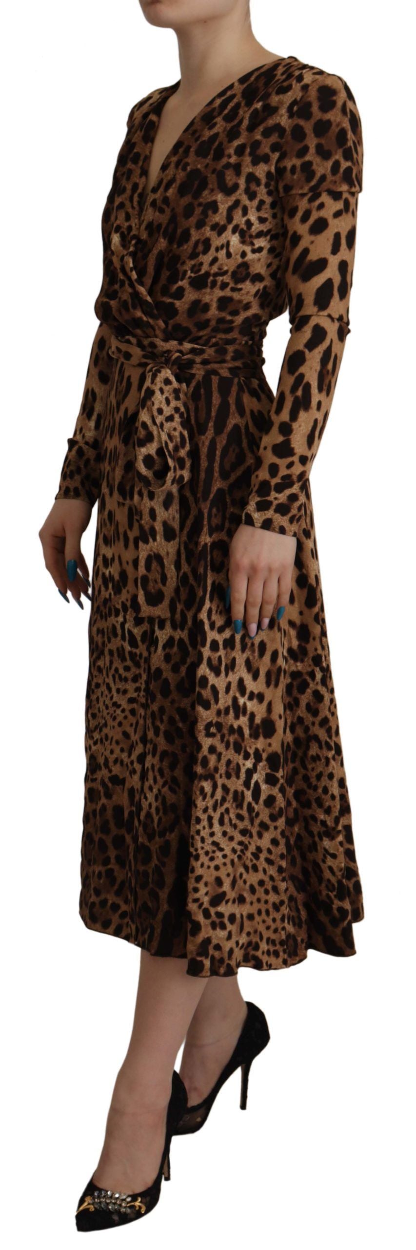 Rochie maxi elegantă Dolce &amp; Gabbana, cu decolteu în V și linie A, maro