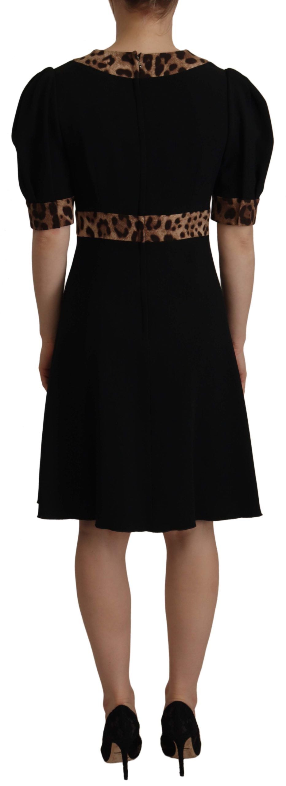 Dolce &amp; Gabbana – Elegantes schwarzes A-Linien-Kleid mit V-Ausschnitt