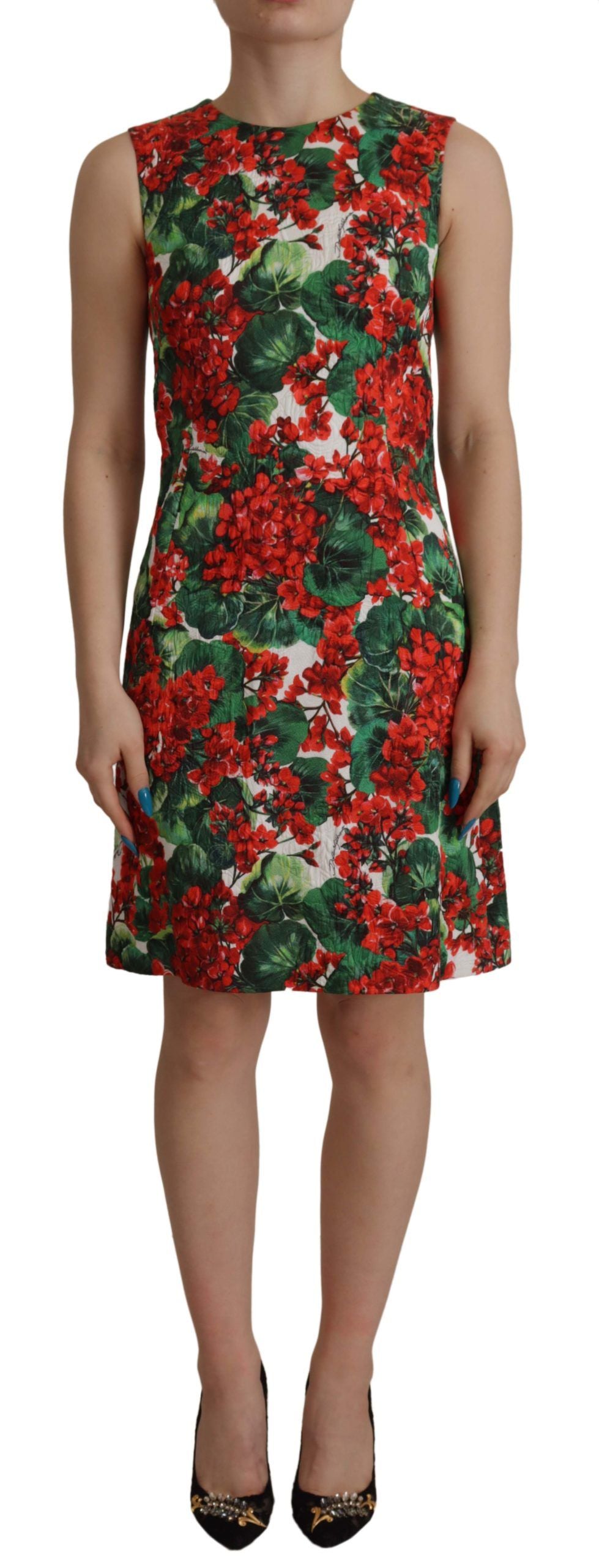 Dolce &amp; Gabbana – Mehrfarbiges A-Linien-Kleid mit Blumenmuster