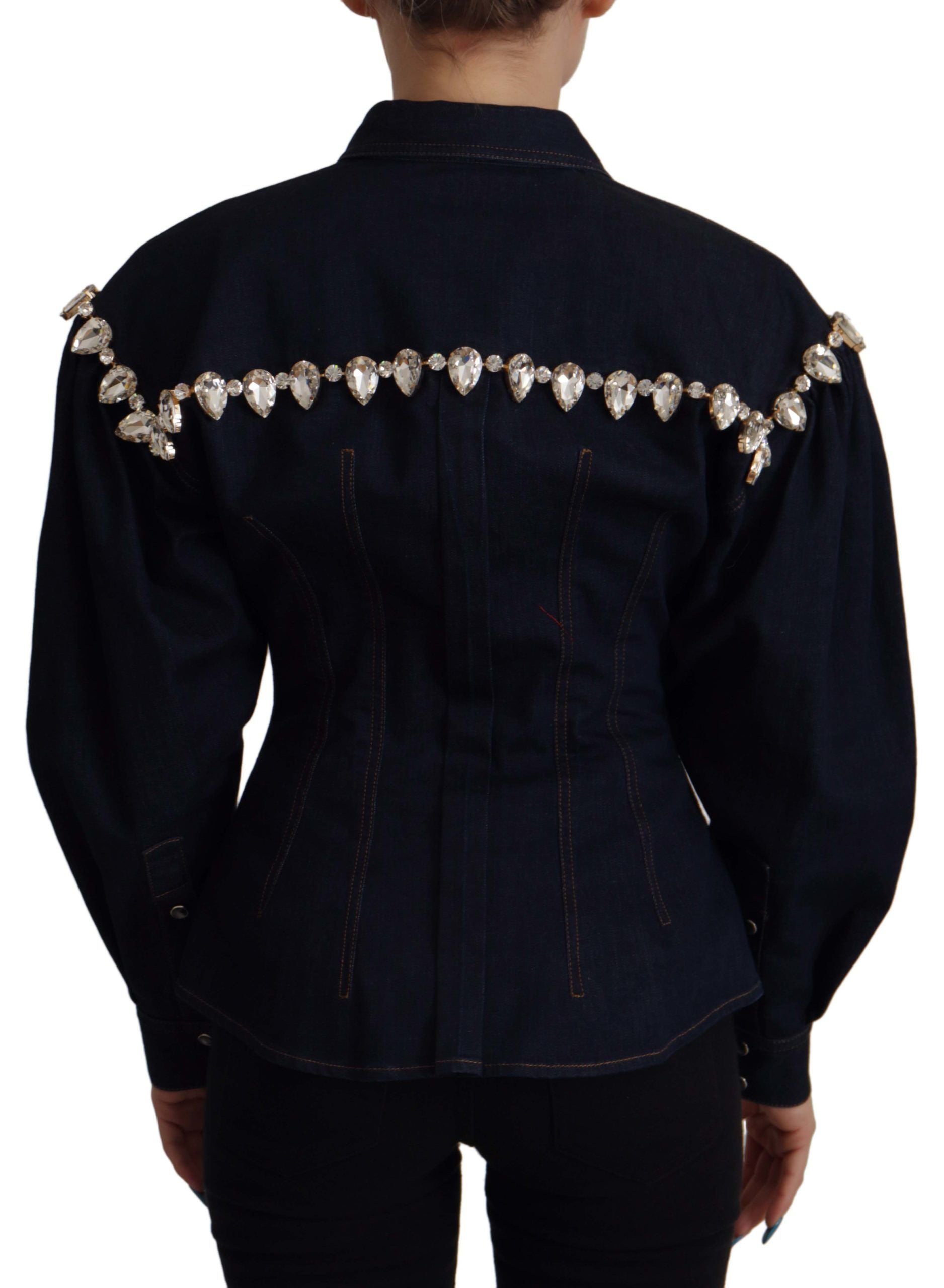 Dolce &amp; Gabbana Elegante Jeansjacke mit Kristallverzierung