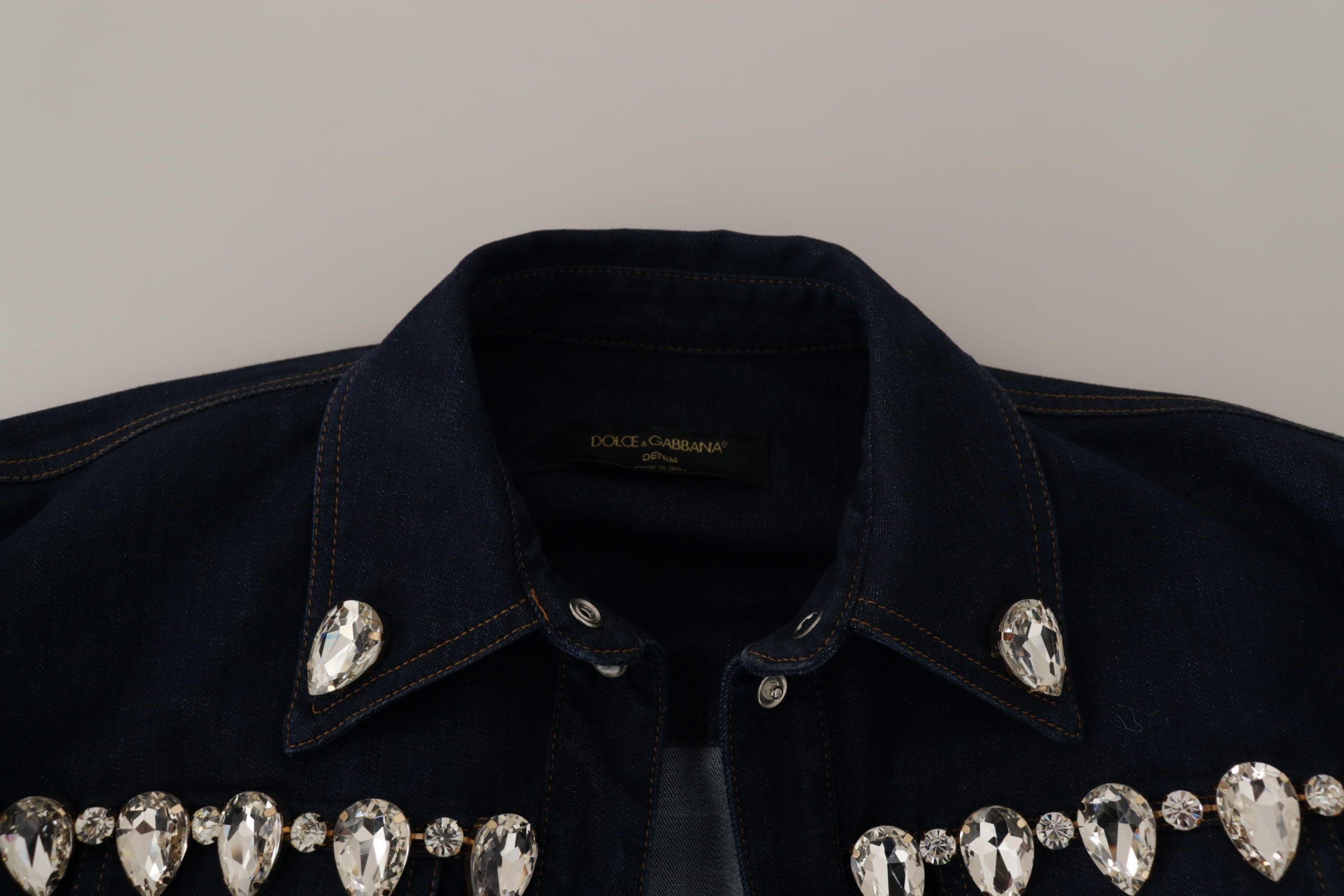 Dolce &amp; Gabbana Elegante Jeansjacke mit Kristallverzierung