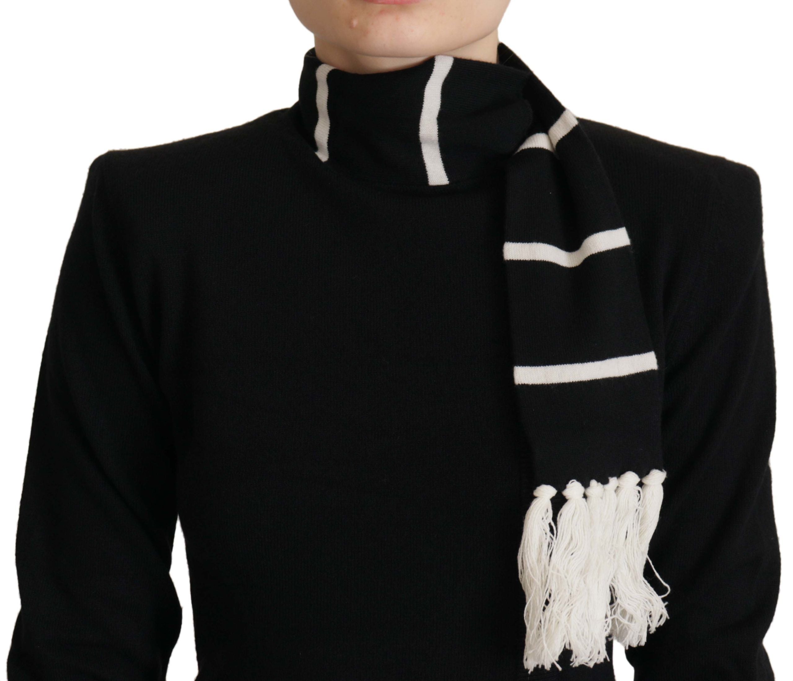 Pulover elegant cu guler înalt din cașmir negru Dolce &amp; Gabbana