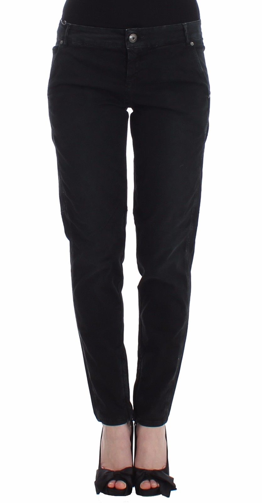 Ermanno Scervino – elegante, schwarze Designer-Jeans mit schmalem Bein