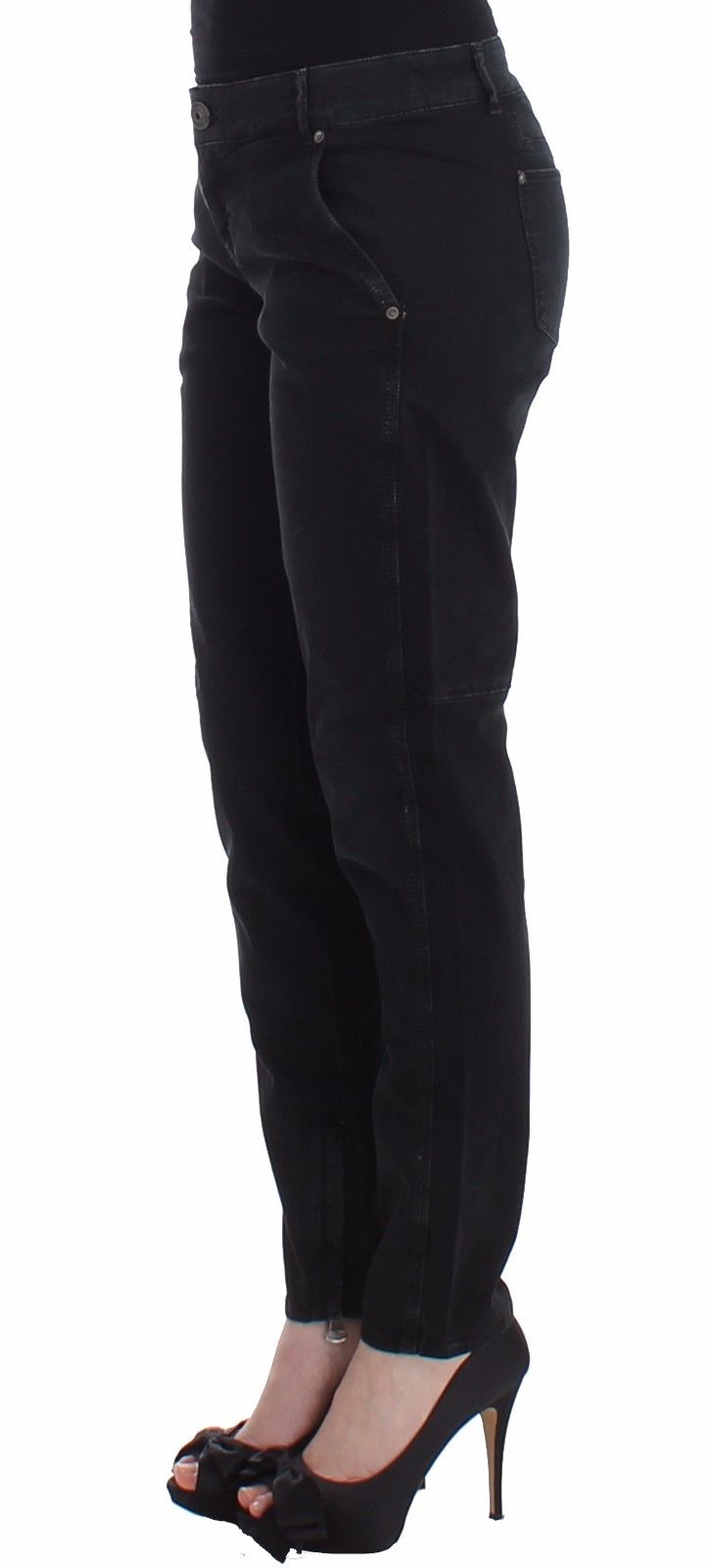 Ermanno Scervino – elegante, schwarze Designer-Jeans mit schmalem Bein