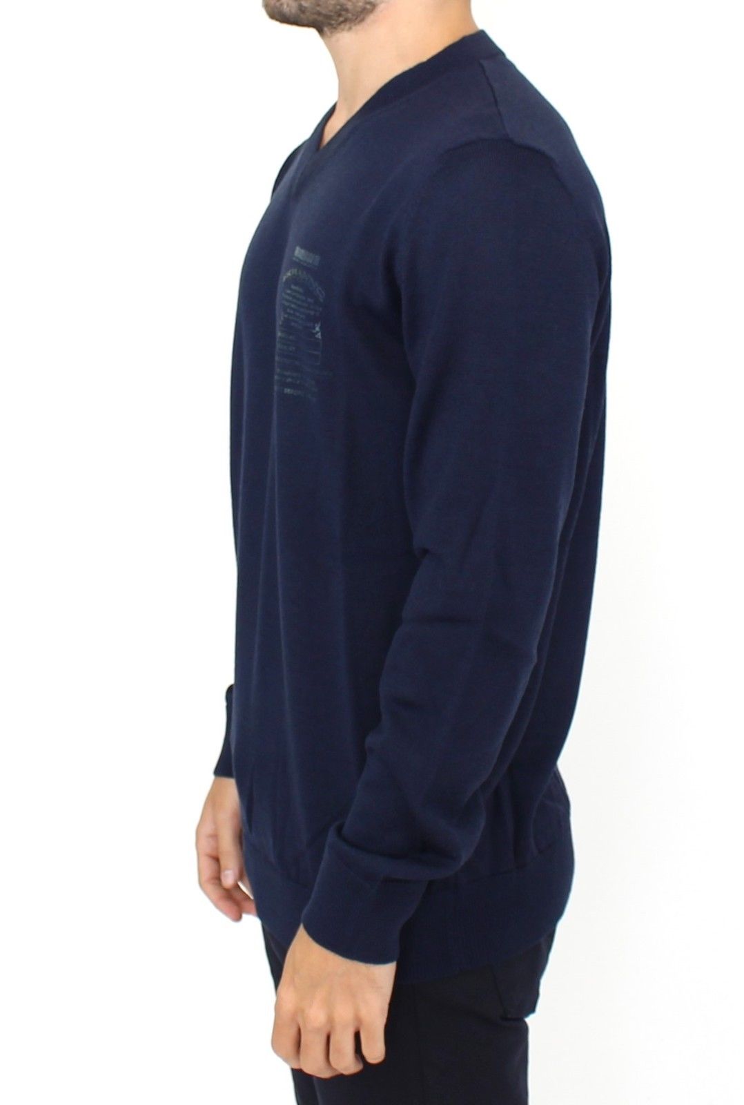 Ermanno Scervino Eleganter blauer Pullover aus Wollmischung mit V-Ausschnitt