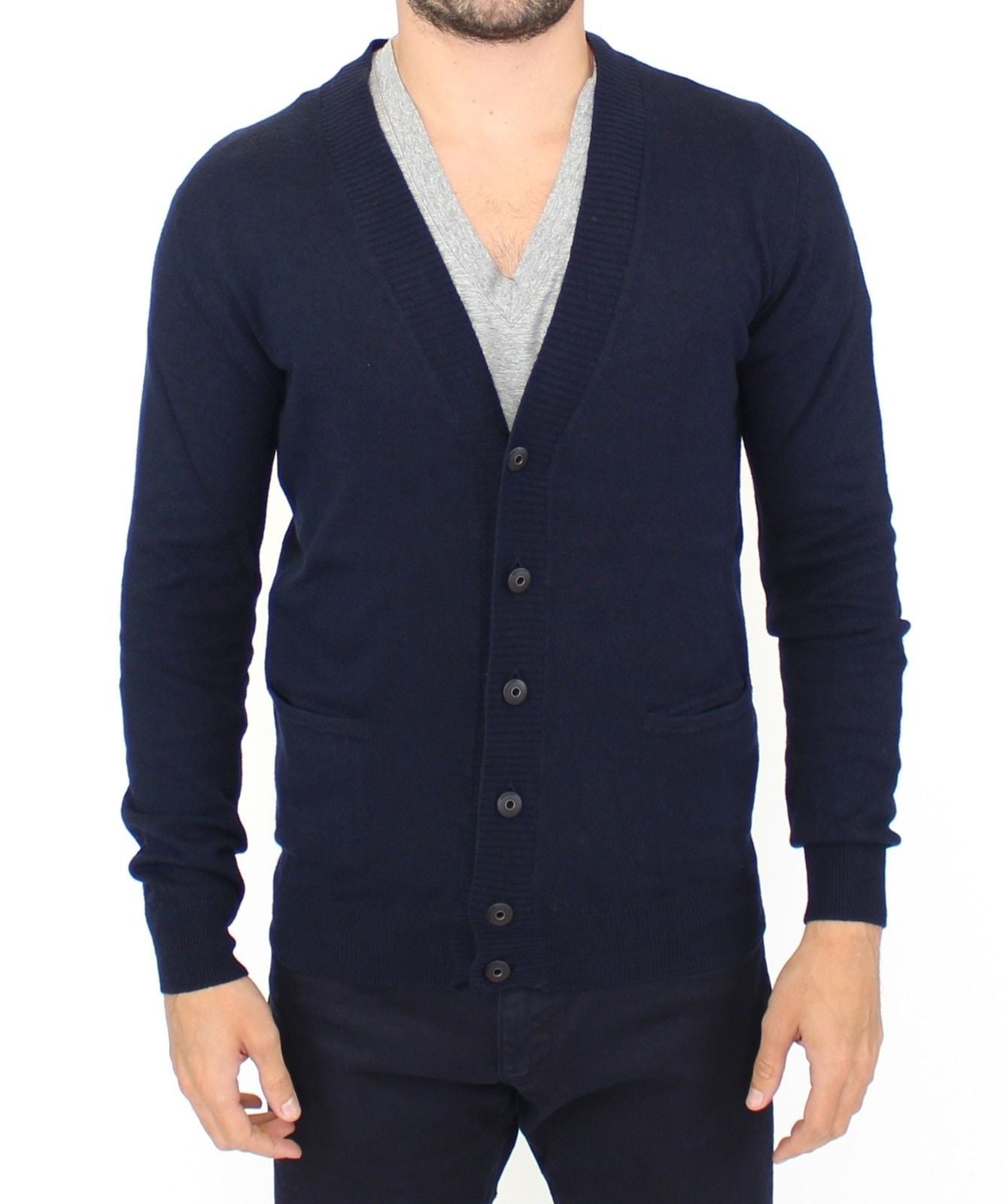 Ermanno Scervino Schicker blauer Cardigan-Pullover aus Wollmischung