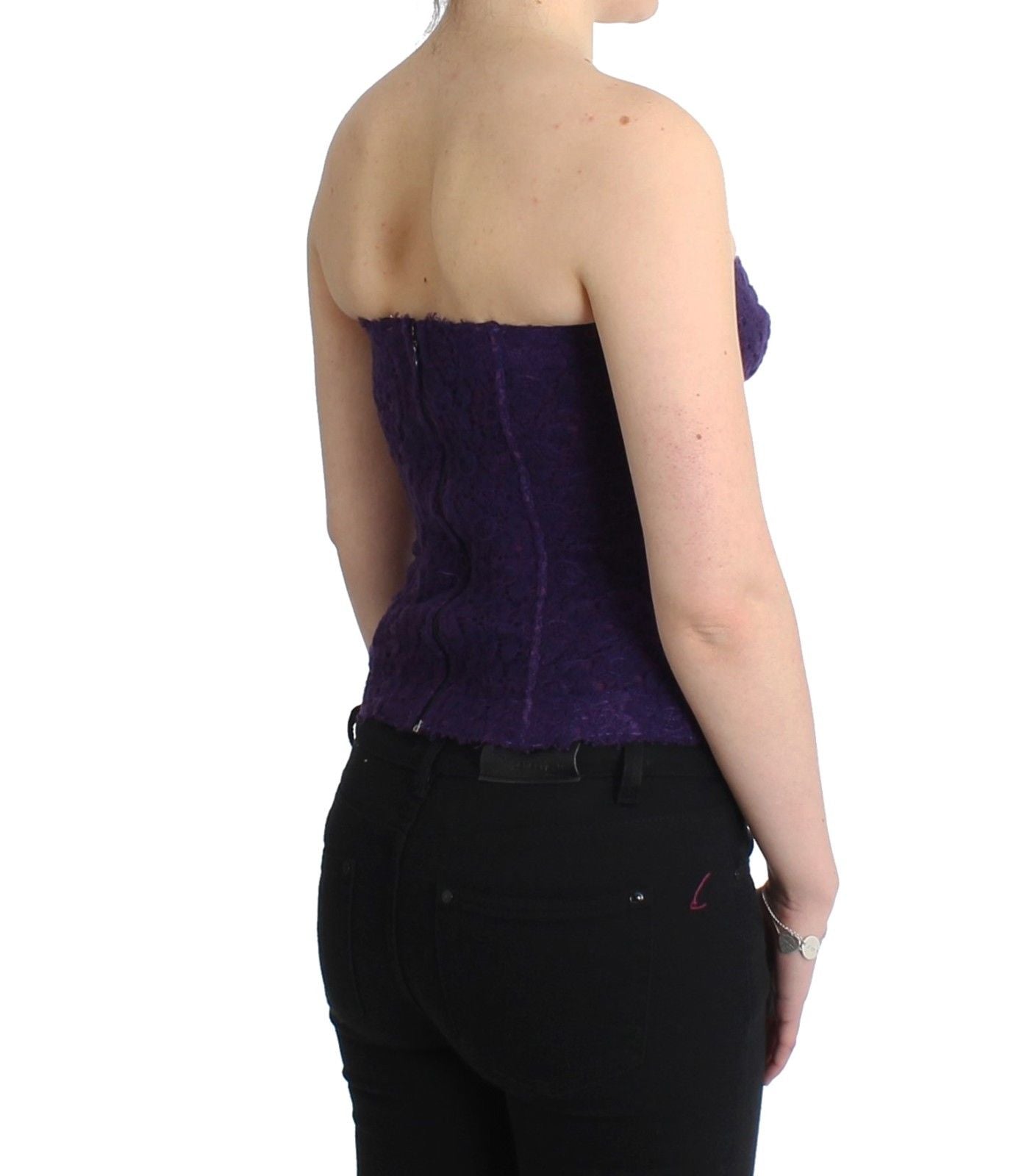 Ermanno Scervino Lila Spitzen-Bustier-Korsett aus Seidenmischung