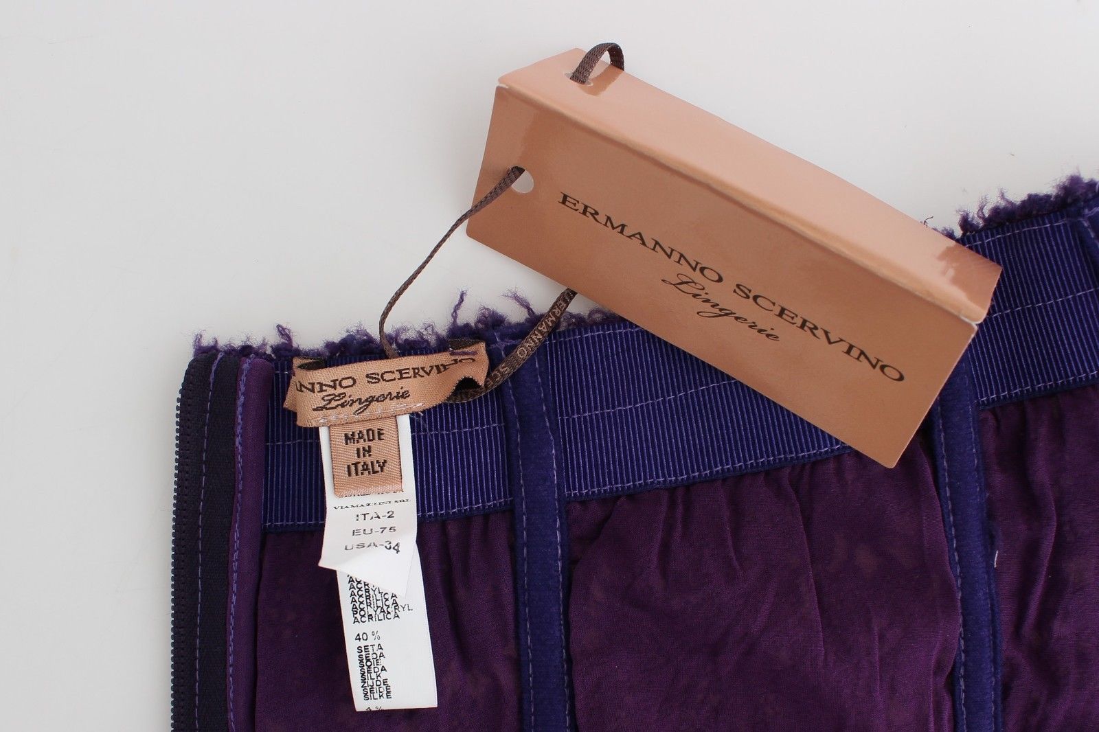 Ermanno Scervino Lila Spitzen-Bustier-Korsett aus Seidenmischung