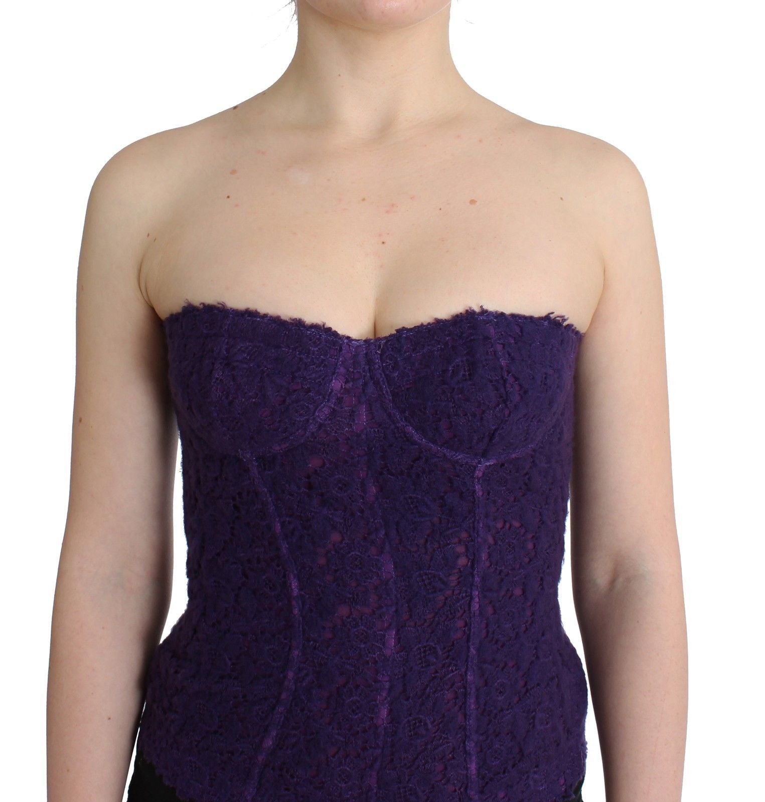 Ermanno Scervino Lila Spitzen-Bustier-Korsett aus Seidenmischung
