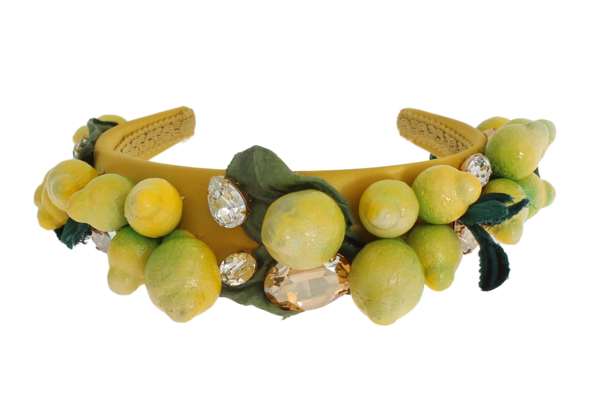 Dolce &amp; Gabbana Diademă cu bandă de păr rafinată din mătase cu cristale și lămâie
