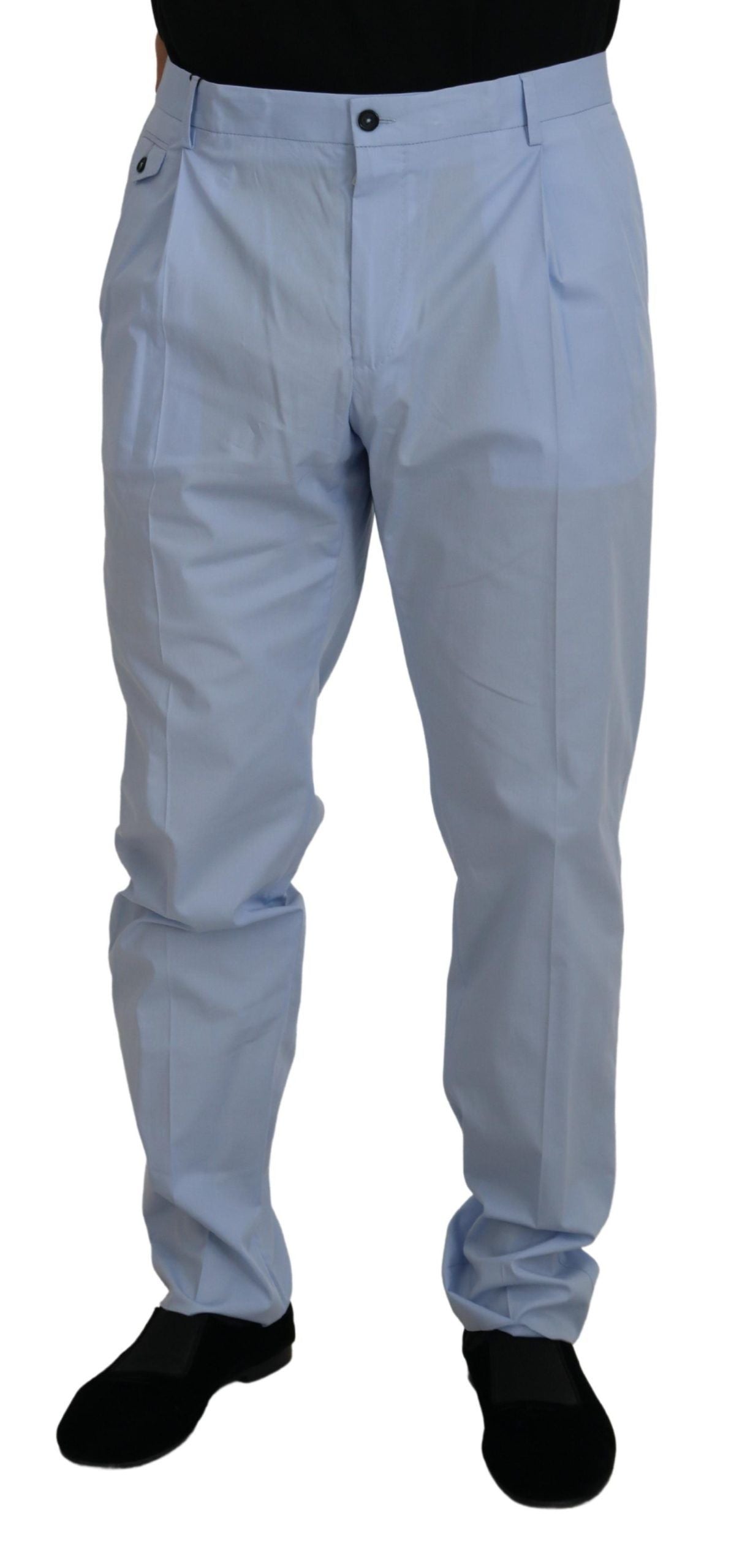Dolce &amp; Gabbana – Elegante, schmal geschnittene Chinos in Hellblau