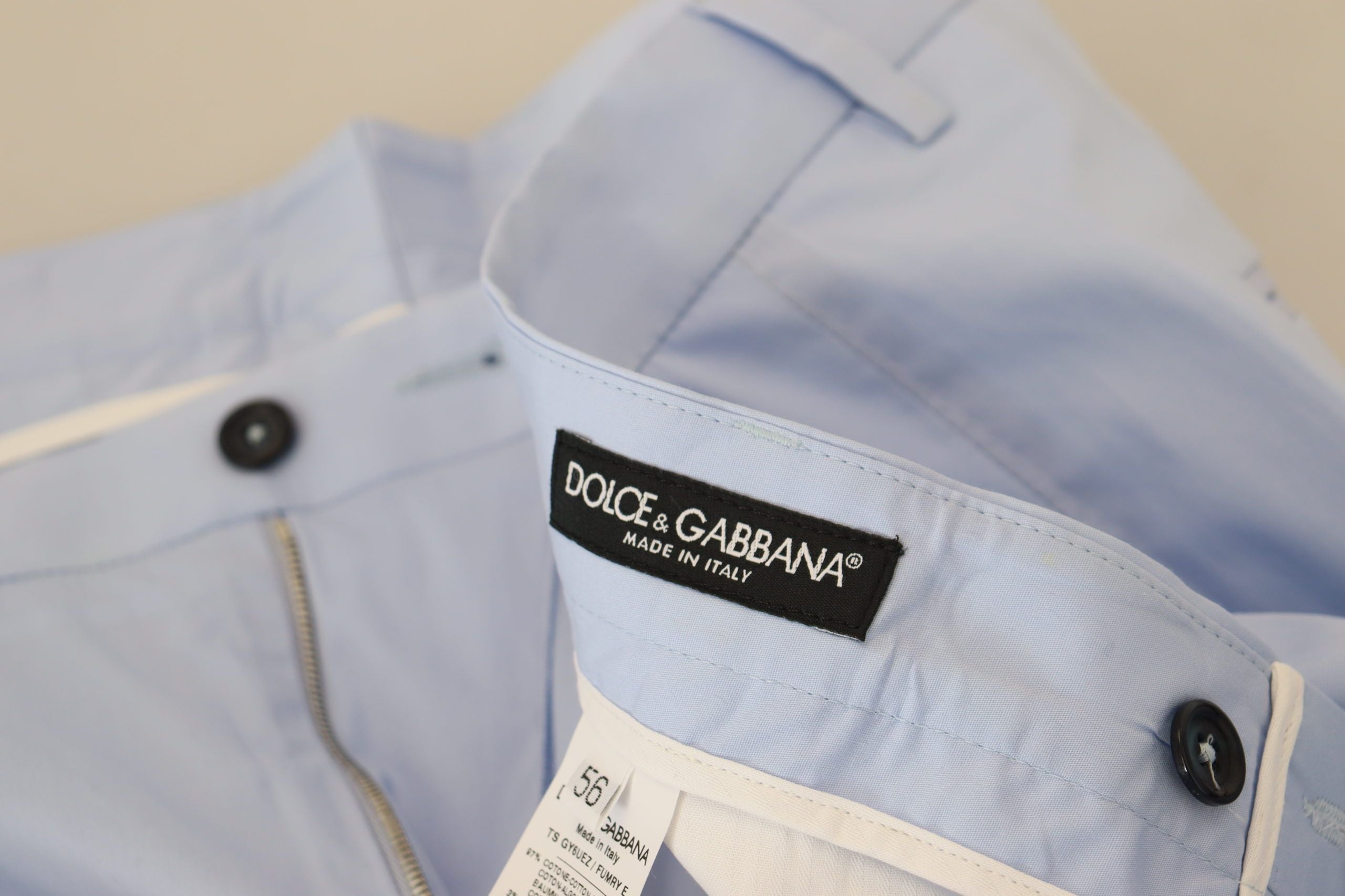 Dolce &amp; Gabbana – Elegante, schmal geschnittene Chinos in Hellblau