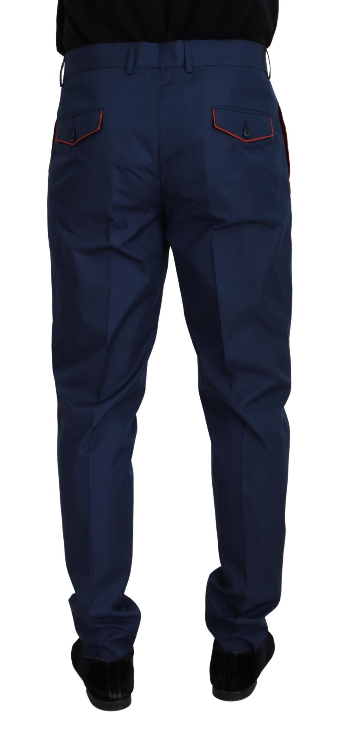 Dolce &amp; Gabbana Elegante Slim Fit Chinos aus blauer Seidenmischung