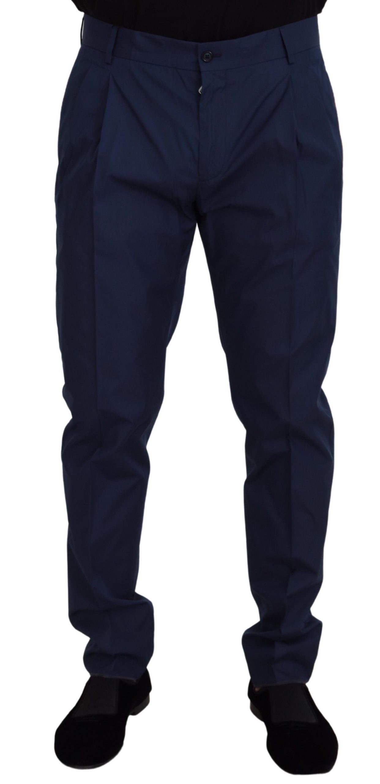 Dolce &amp; Gabbana Elegante Slim Fit Chinos aus blauer Seidenmischung