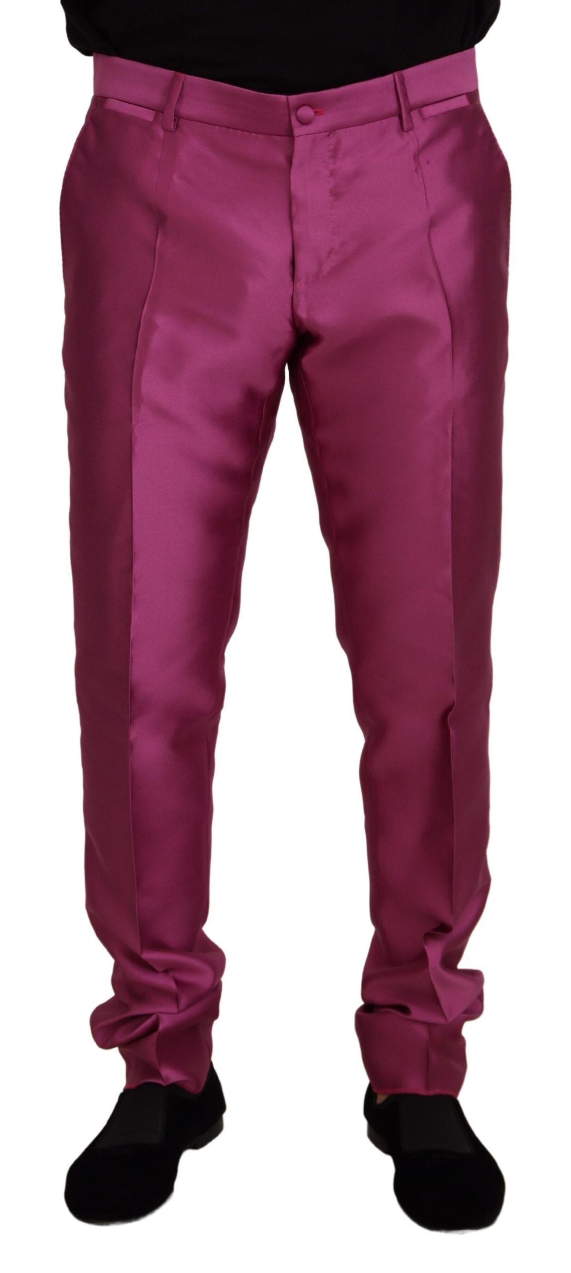 Dolce &amp; Gabbana – Elegante, schmal geschnittene Anzughose in Pink